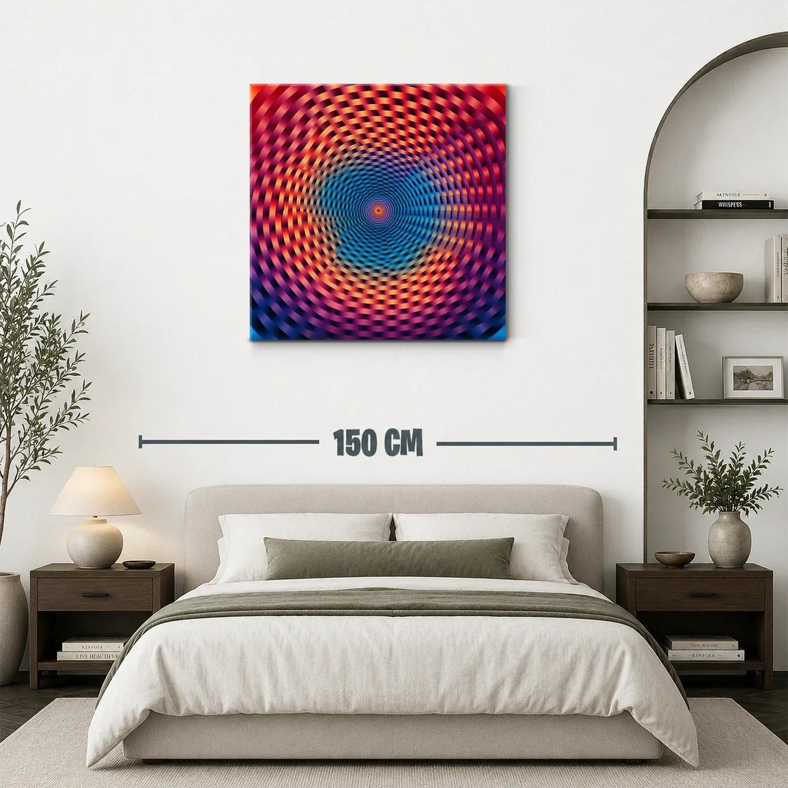 Cuadro abstracto con espiral caleidoscópica vibrante y dinámica — miniatura 3
