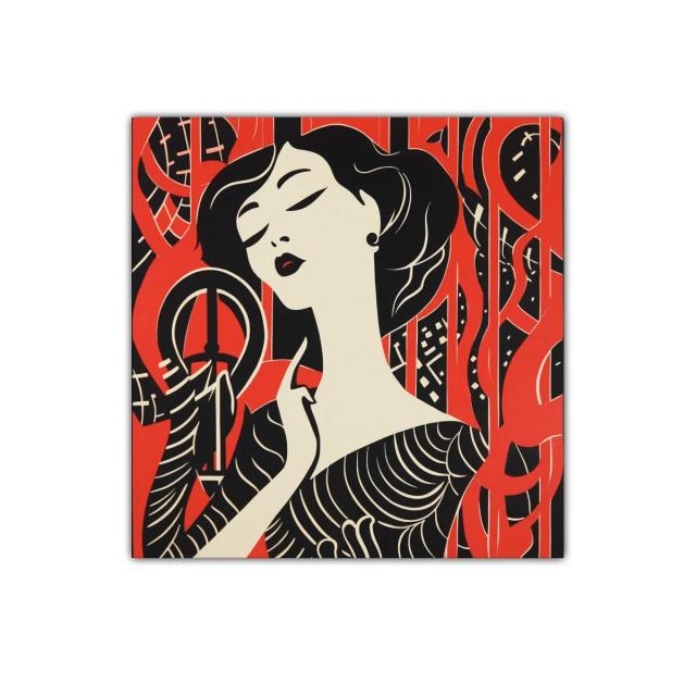Retrato femenino en estilo art déco con contrastes intensos