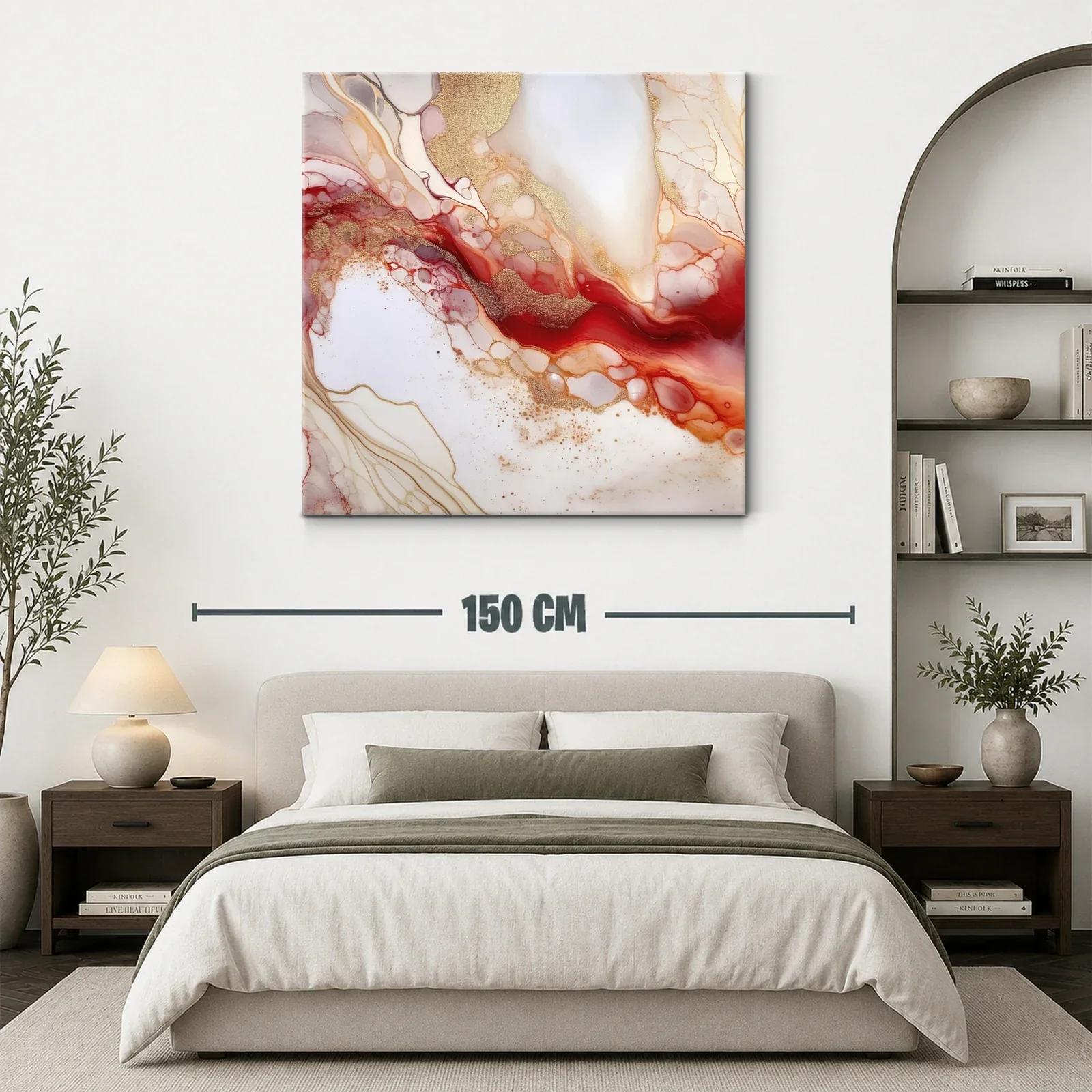 Cuadro abstracto con tonos cálidos y destellos dorados — miniatura 3
