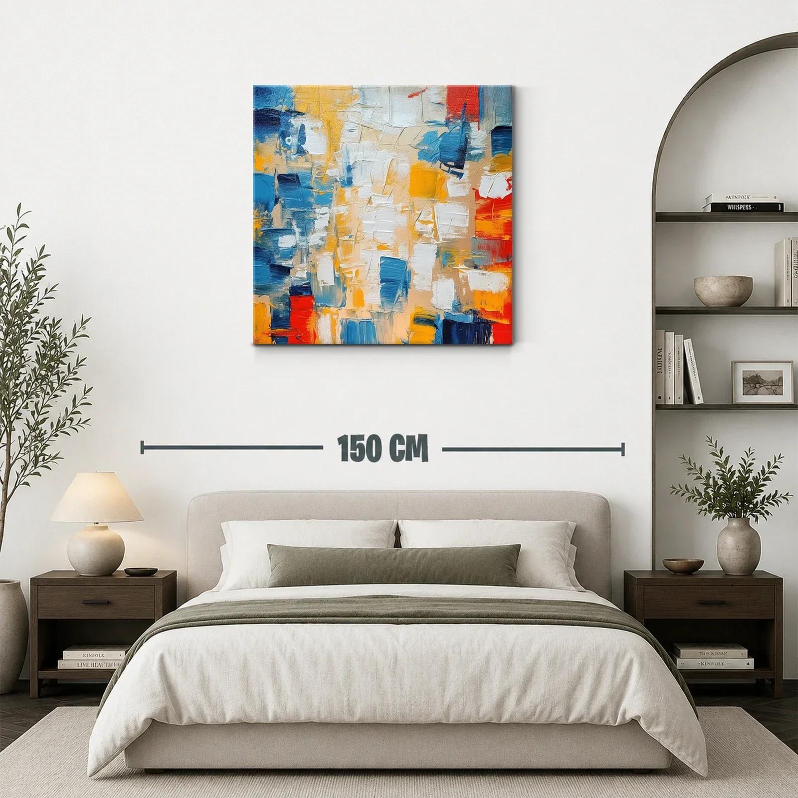 Cuadro abstracto con vibrantes tonos azules y naranjas — miniatura 3