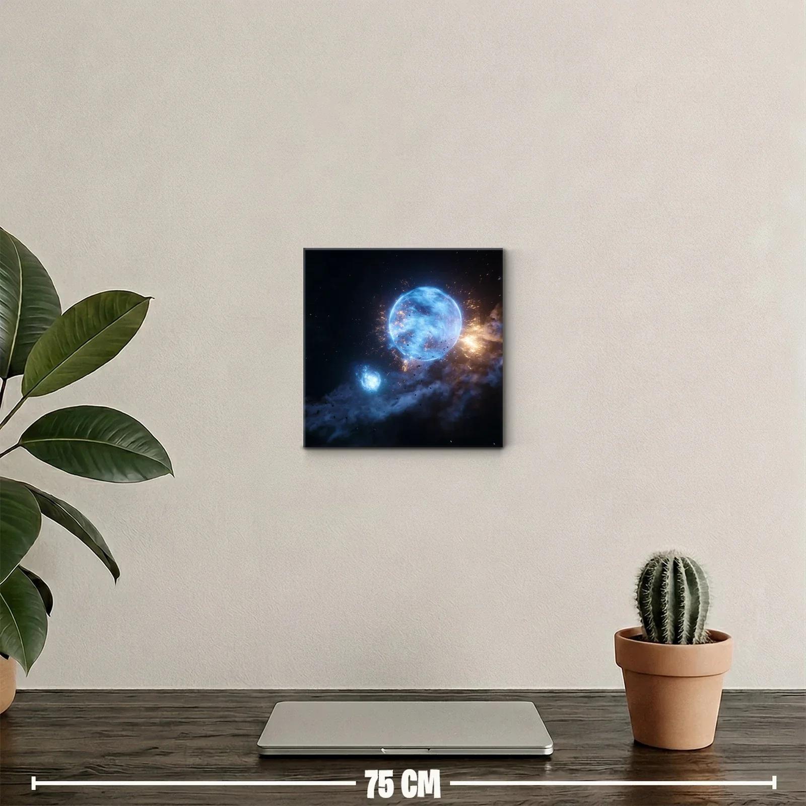 Cuadro Galaxia en Explosión Cósmica Azul y Dorada — miniatura 2
