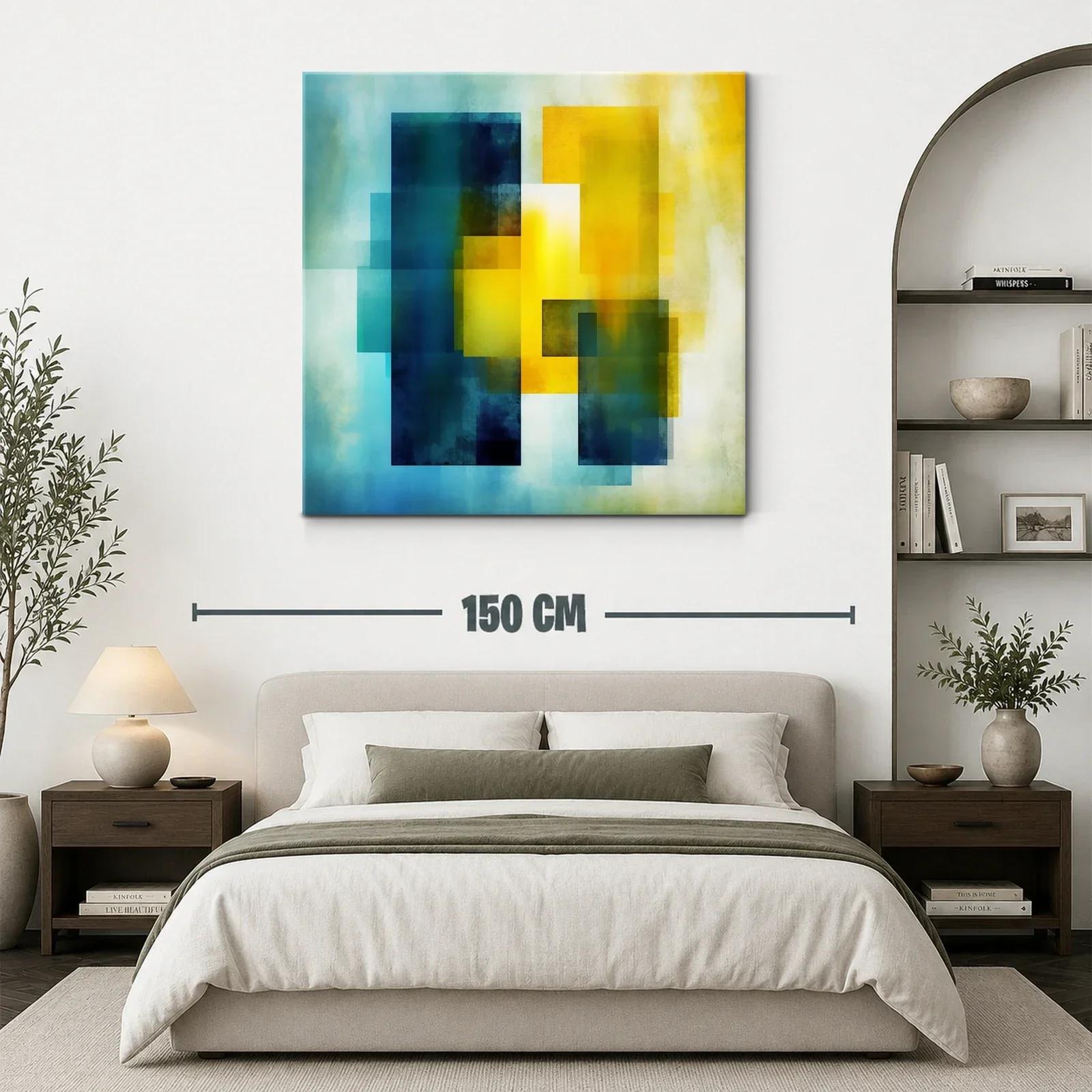 Composición abstracta con tonos azules y amarillos vibrantes — miniatura 3