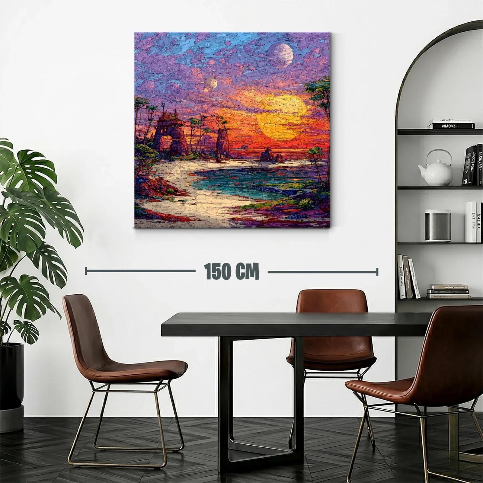 Paisaje Onírico con Dos Lunas al Atardecer — miniatura 2