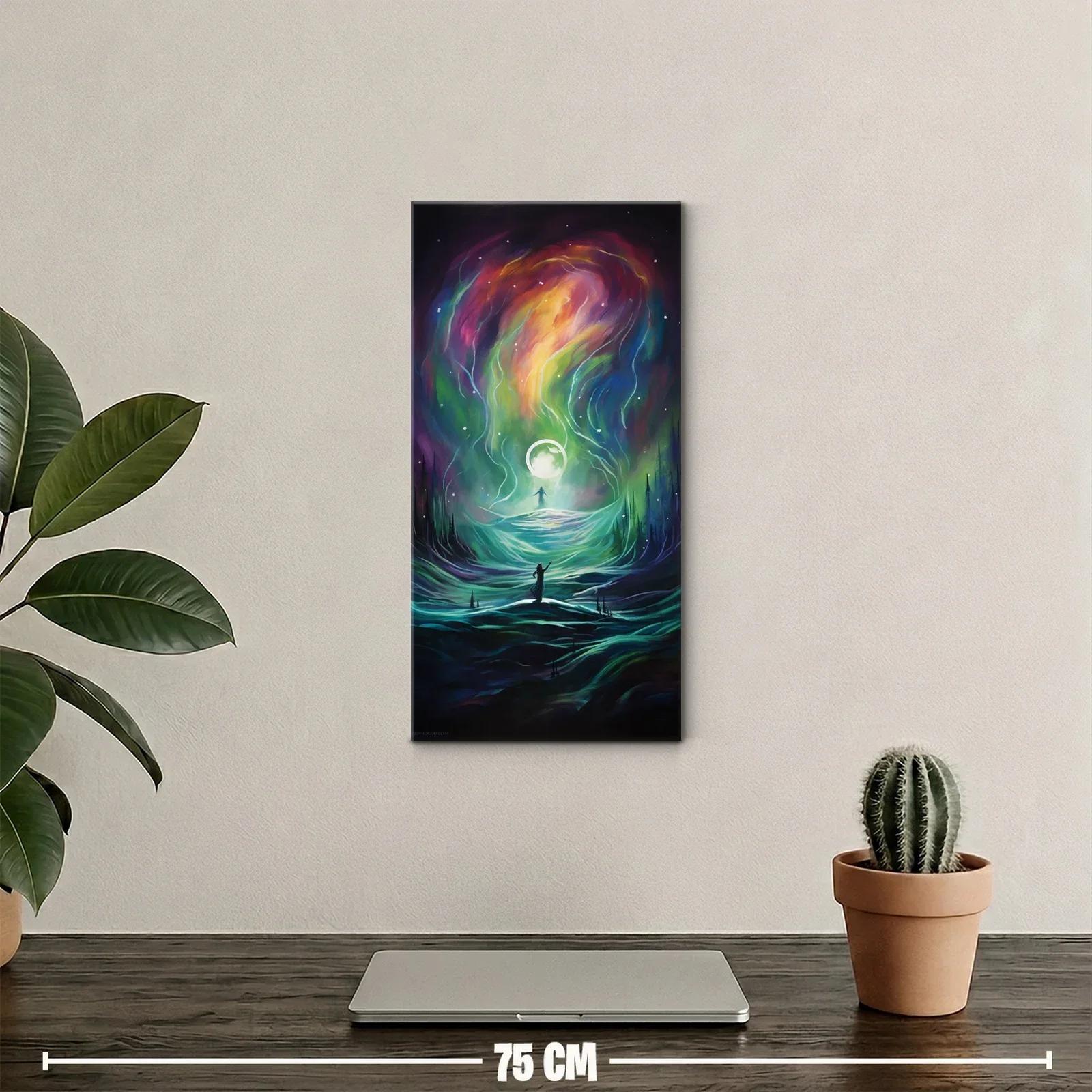 Cuadro luna sobre mar surrealista con remolino de luz — miniatura 2