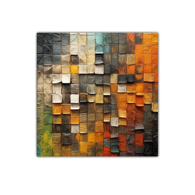 Cuadro decorativo abstracto con bloques en tonos cálidos