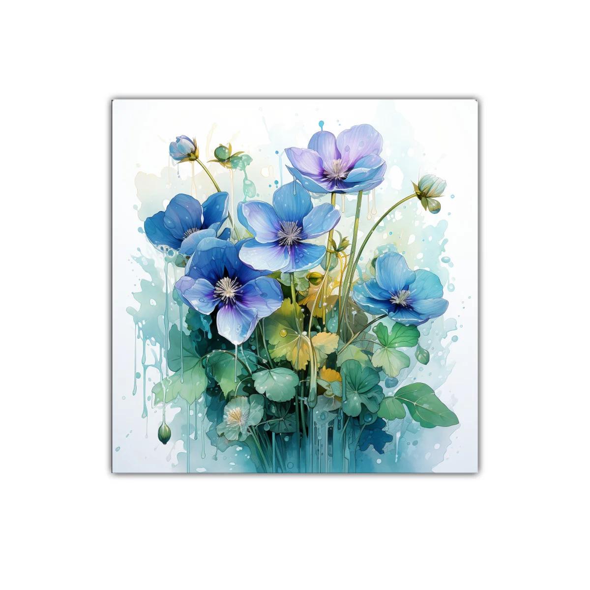 Bouquet floral en tonos azules con estilo etéreo y delicado