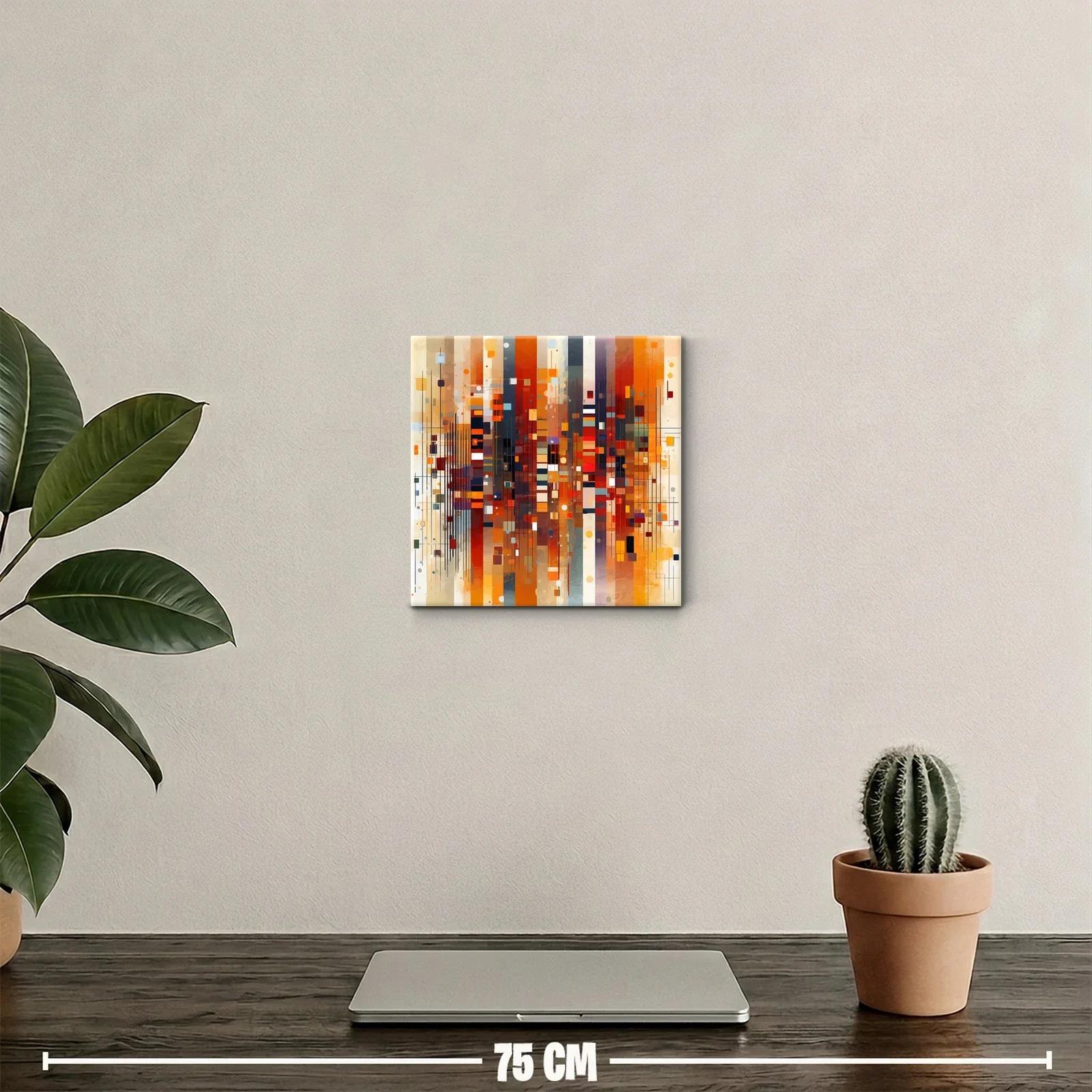 Composición abstracta con líneas y bloques de color cálido — miniatura 2