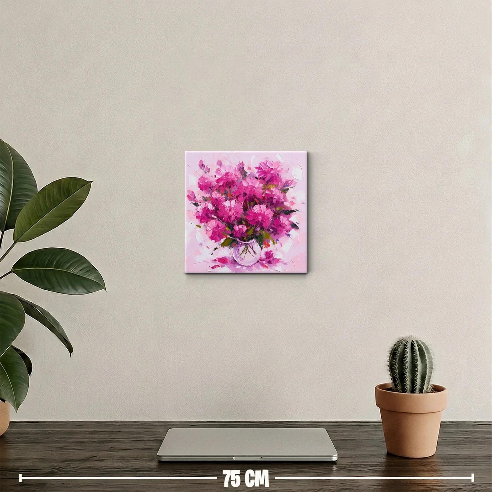 Cuadro floral con vibrantes tonos rosas y lilas — miniatura 2