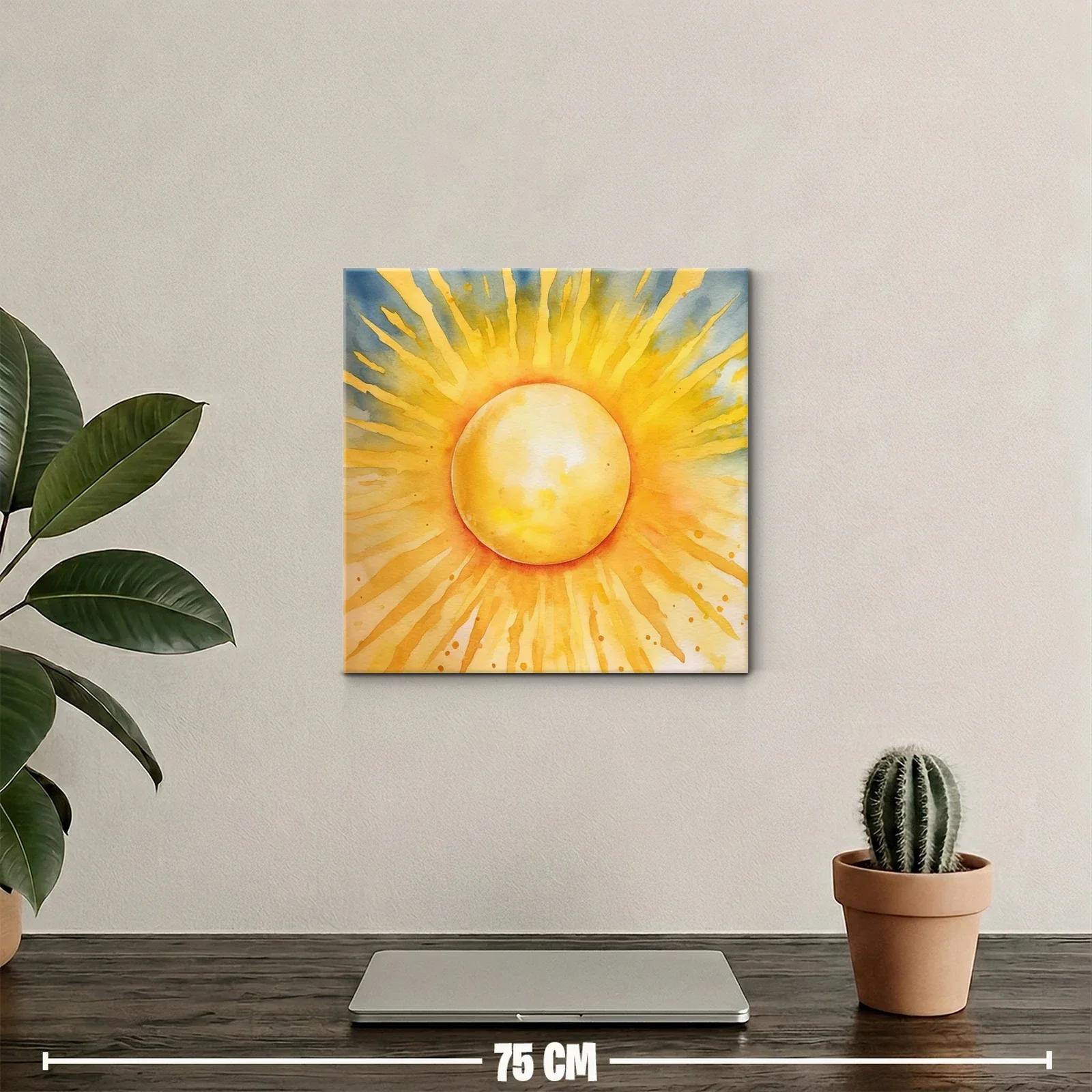 Cuadro vibrante con sol radiante en tonos cálidos — miniatura 2