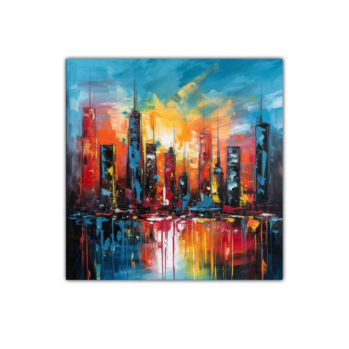 Atardecer vibrante sobre skyline urbano moderno — imagen principal