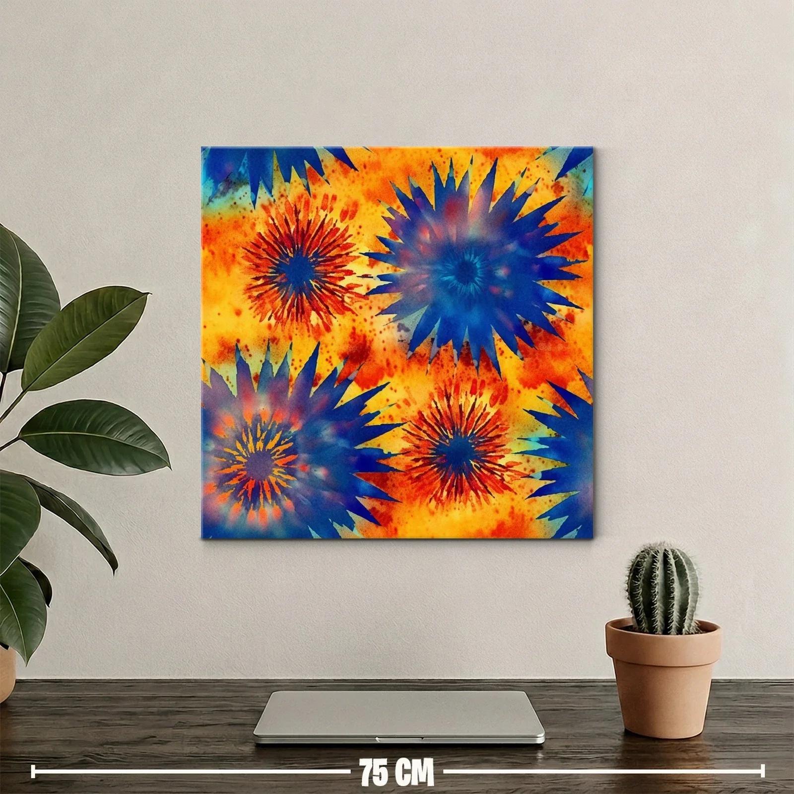 Cuadro con explosiones en tonos azules y naranjas vibrantes — miniatura 2
