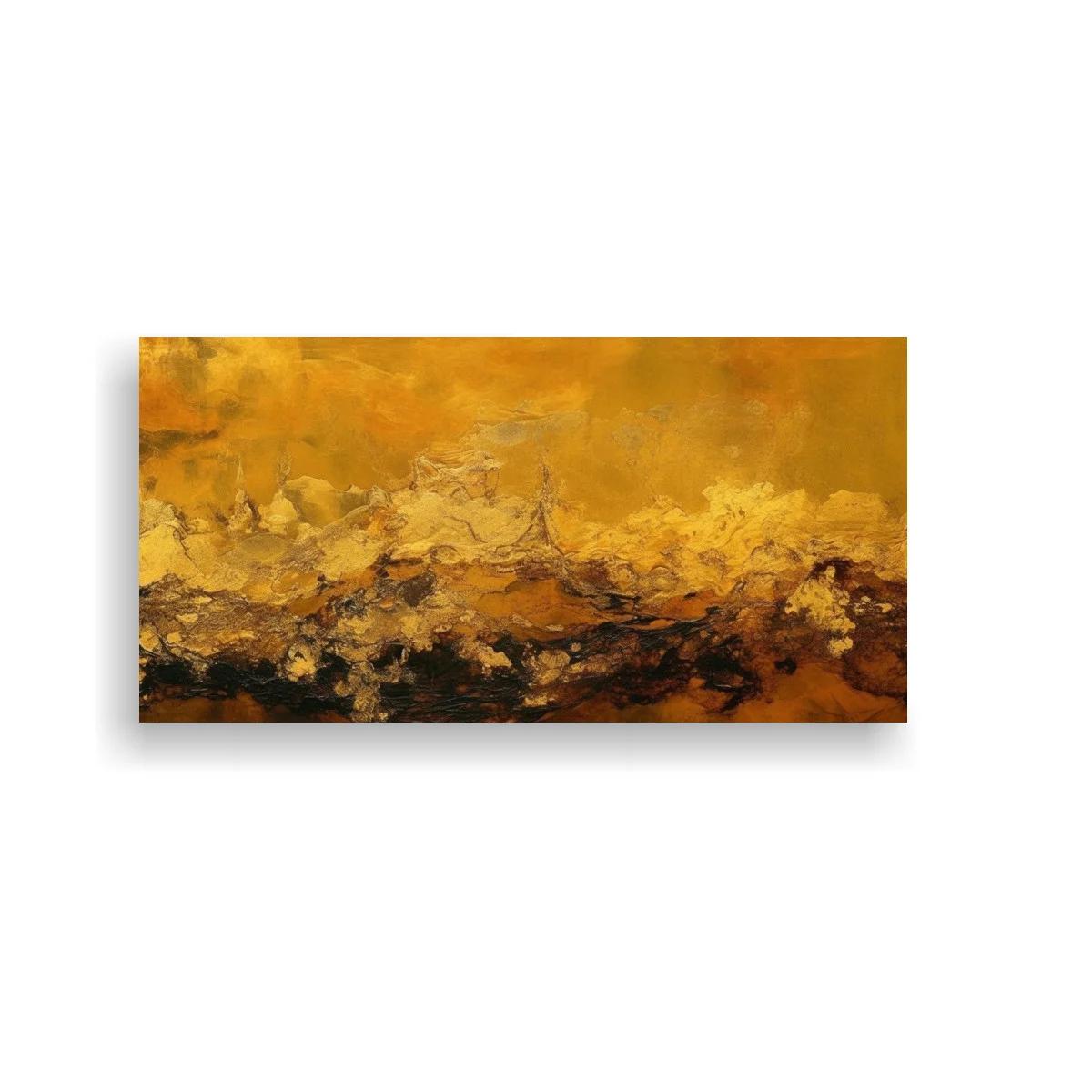 Cuadro paisaje abstracto dorado con relieve texturado
