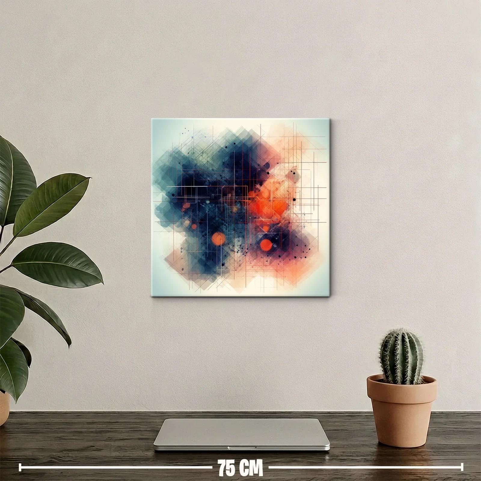 Cuadro abstracto con líneas y tonos vibrantes — miniatura 2