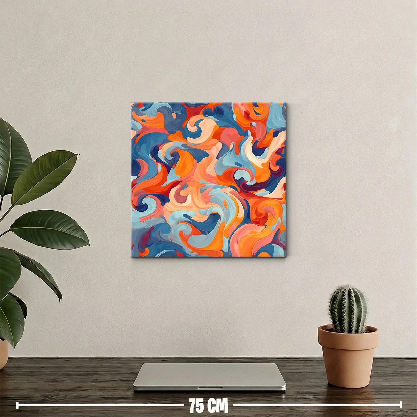 Cuadro abstracto en vibrantes tonos cálidos y fríos — miniatura 2