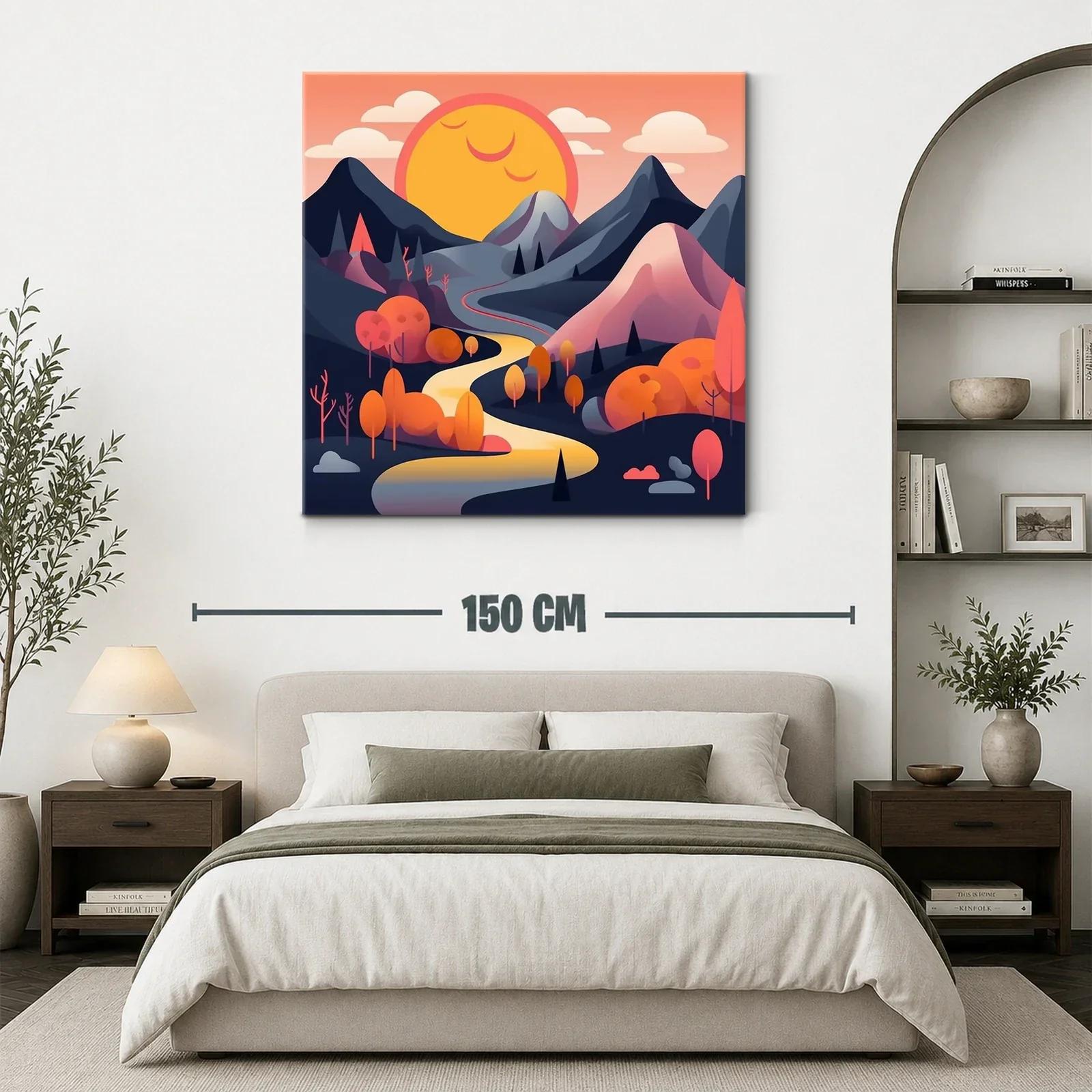 Paisaje sereno con camino y sol radiante al atardecer — miniatura 3