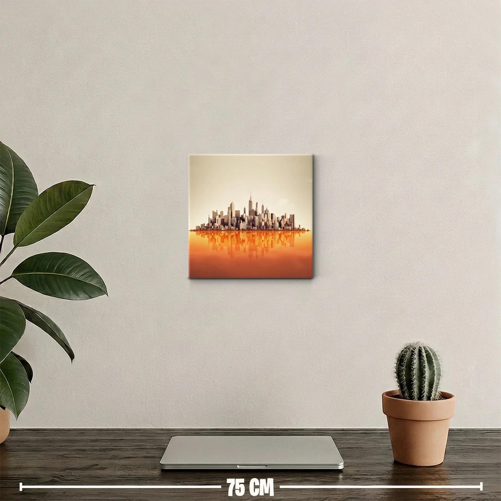 Ciudad moderna con reflejo en tonos cálidos — miniatura 2