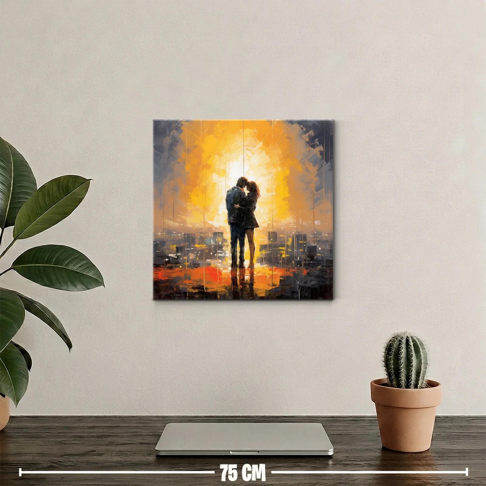 Escena romántica al atardecer con tonos cálidos y urbanos — miniatura 2