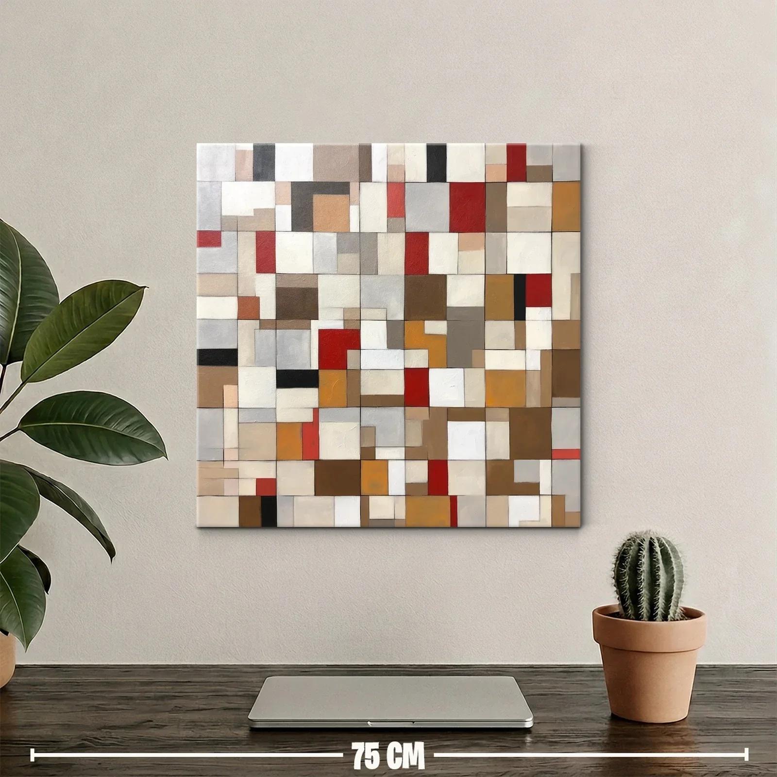 Composición geométrica en tonos tierra y rojo vibrante — miniatura 2