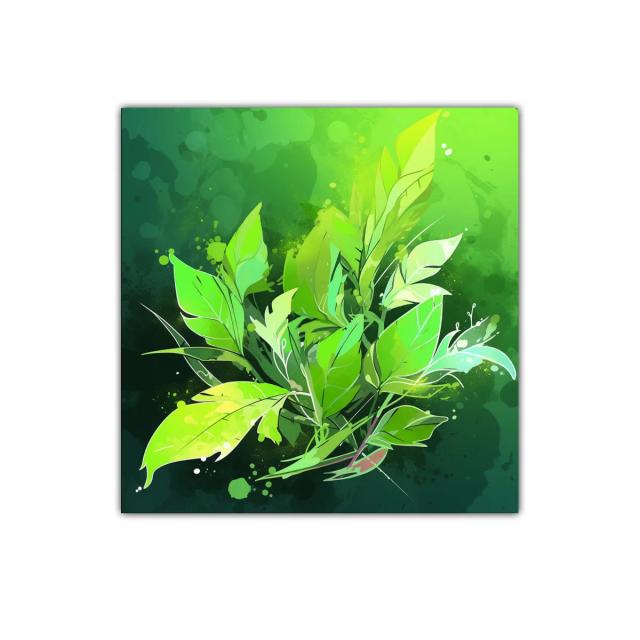 Cuadro decorativo con motivos de hojas verdes vibrantes