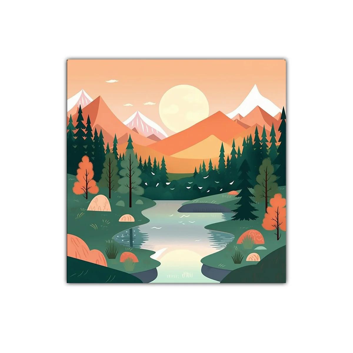 Paisaje sereno con río y montañas al atardecer — imagen principal