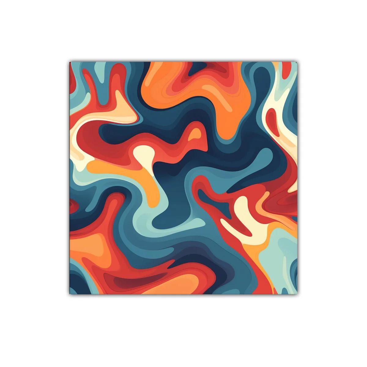 Cuadro abstracto con formas fluidas y vibrantes colores