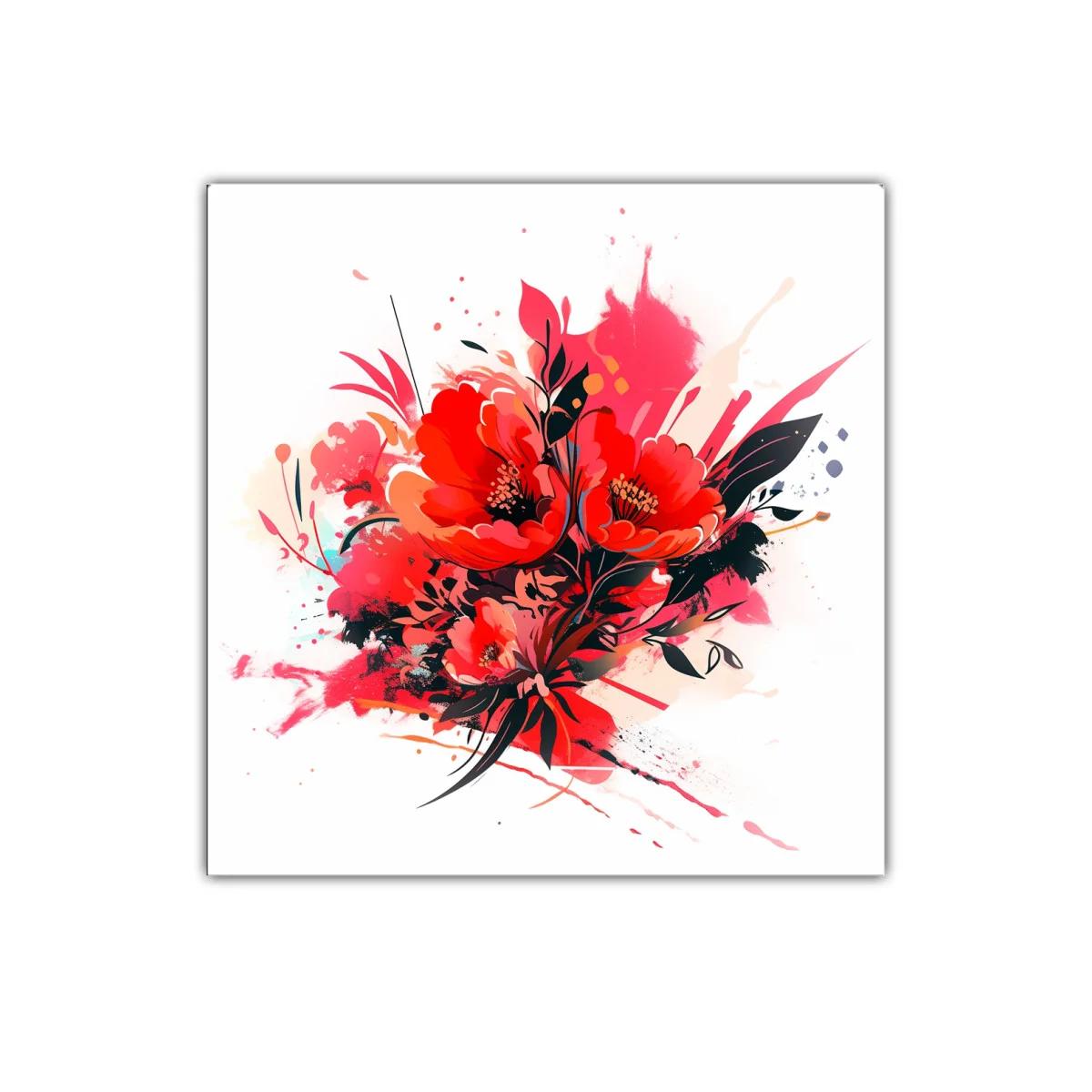 Cuadro decorativo con vibrante ramo de flores rojas — miniatura 1