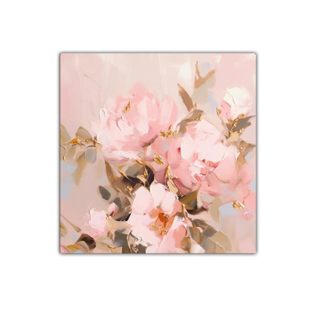 Cuadro decorativo floral en tonos suaves y dorados