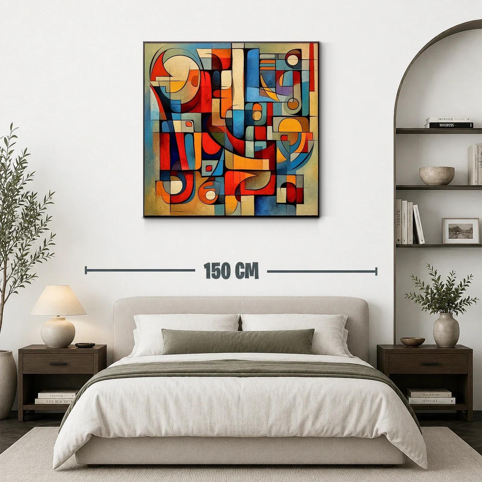 Composición abstracta en tonos cálidos y fríos vibrantes — miniatura 3
