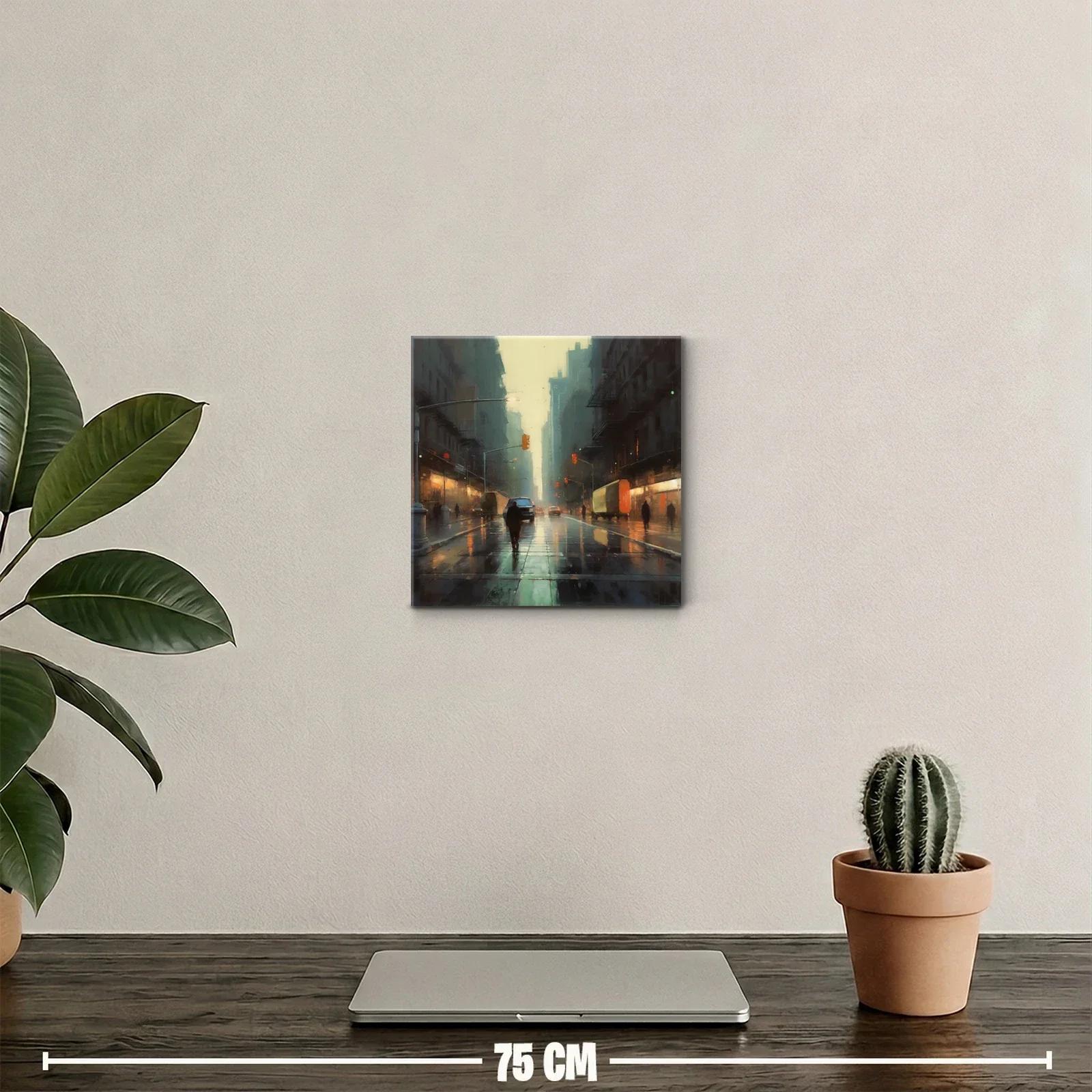 Atardecer lluvioso en la ciudad con luces cálidas — miniatura 2