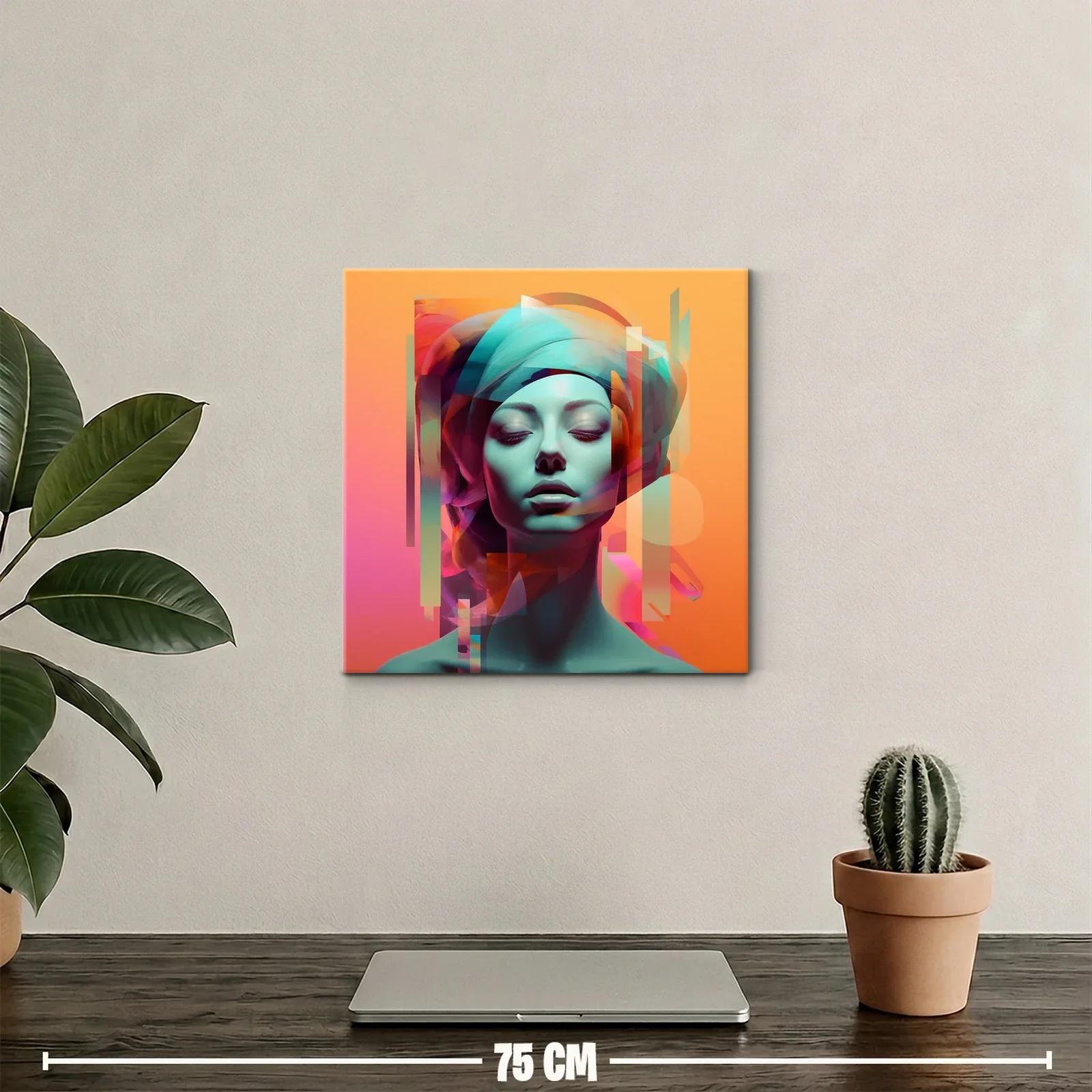 Retrato femenino con formas abstractas en tonos vibrantes — miniatura 2