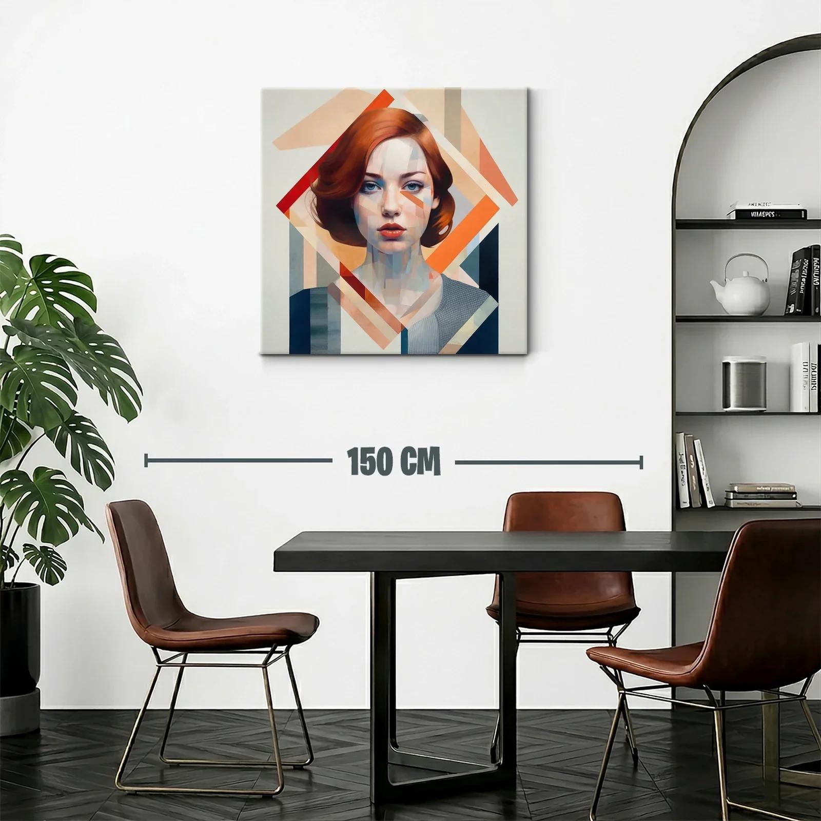 Retrato contemporáneo de mujer con tonos cálidos y geometría — miniatura 2