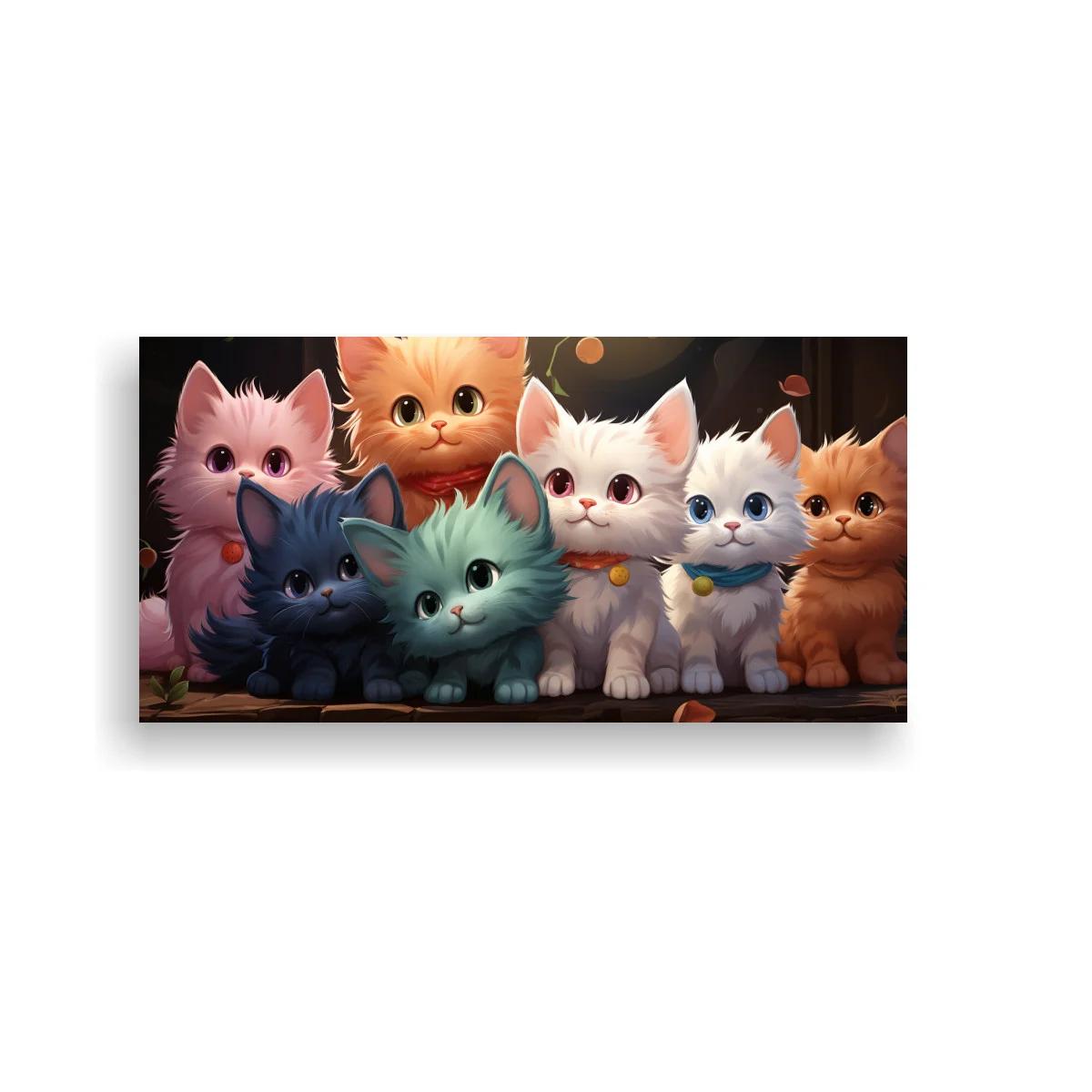 Cuadro grupo de gatitos de ojos grandes con retrato horizontal