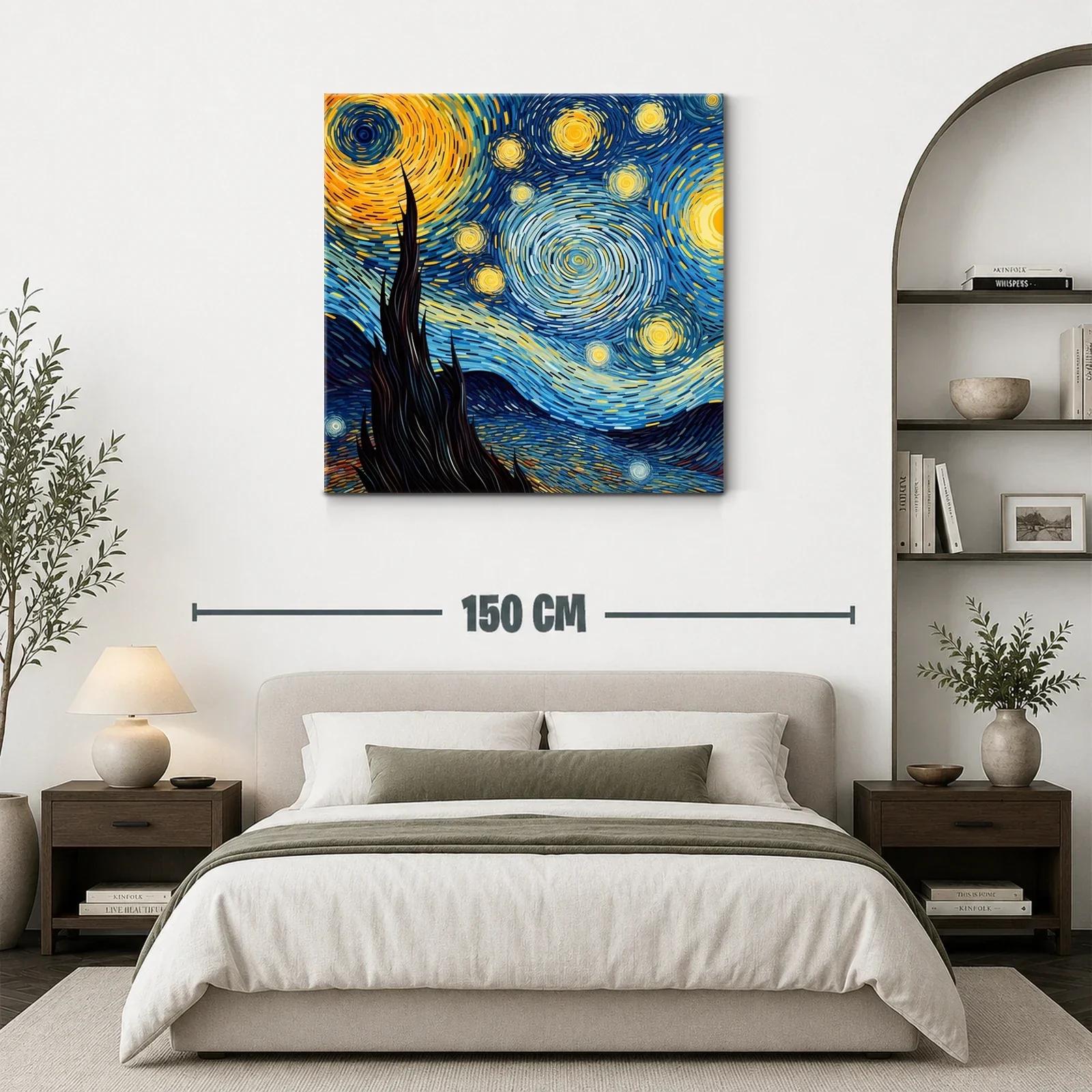 Cuadro nocturno con cielo estrellado en tonos vibrantes — miniatura 3