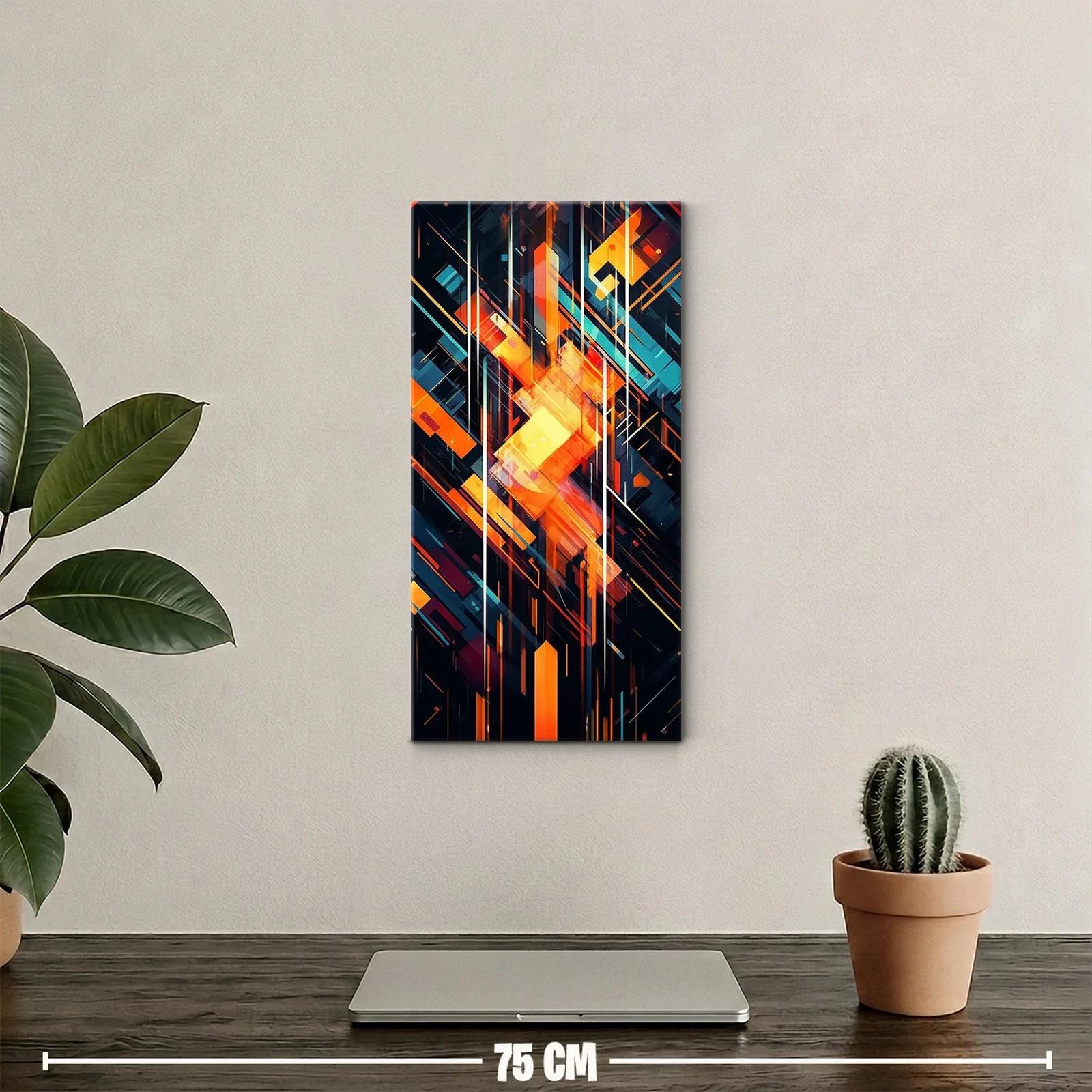 Cuadro abstracto geométrico con núcleo luminoso — miniatura 2