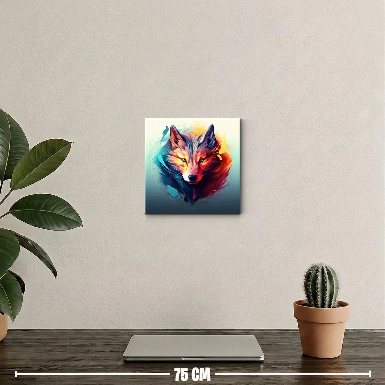 Retrato vibrante de lobo con contraste de fuego y hielo — miniatura 2