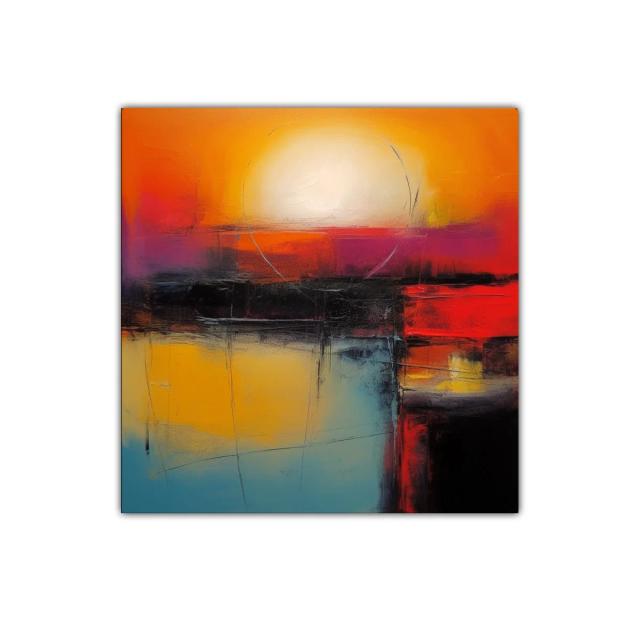 Cuadro abstracto de colores vibrantes y formas curvas