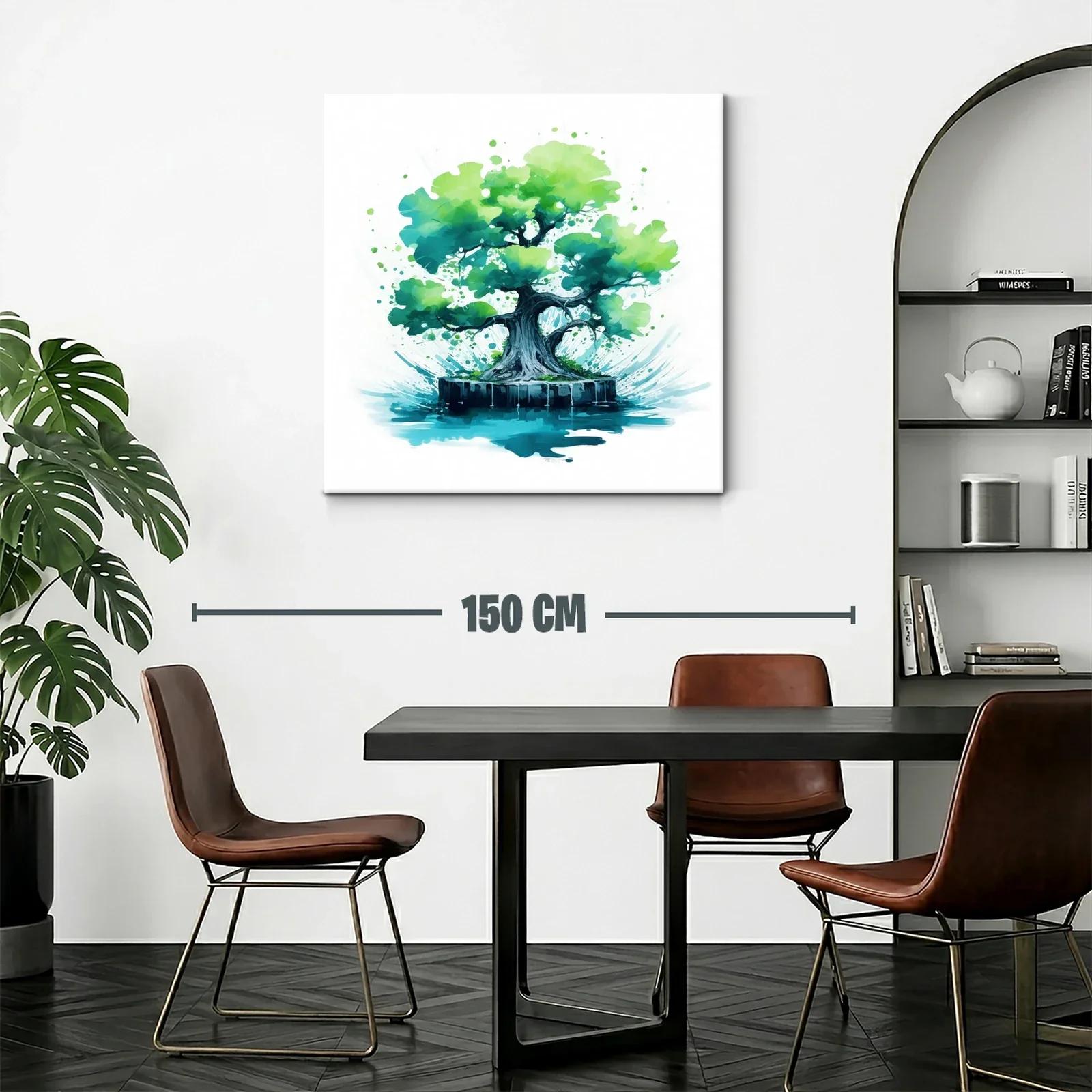 Cuadro árbol verde con efecto acuarela vibrante — miniatura 2