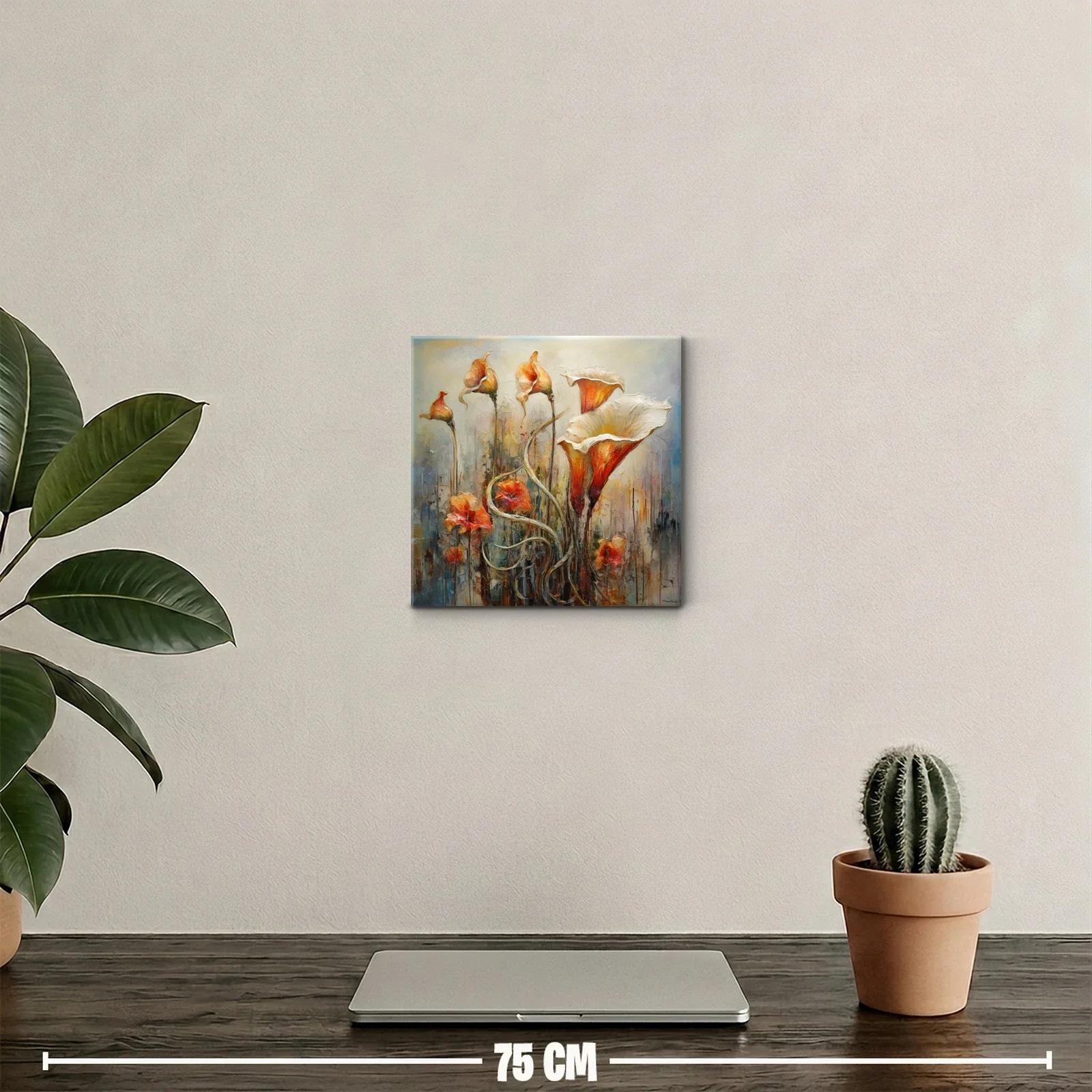 Cuadro decorativo flores en tonos cálidos y texturas delicadas — miniatura 2
