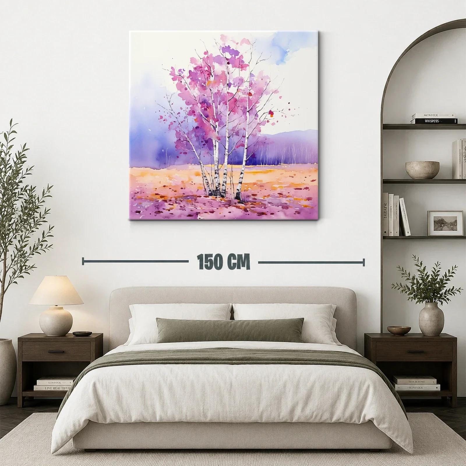 Arboleda en tonos lilas y rosas con paisaje sereno — miniatura 3