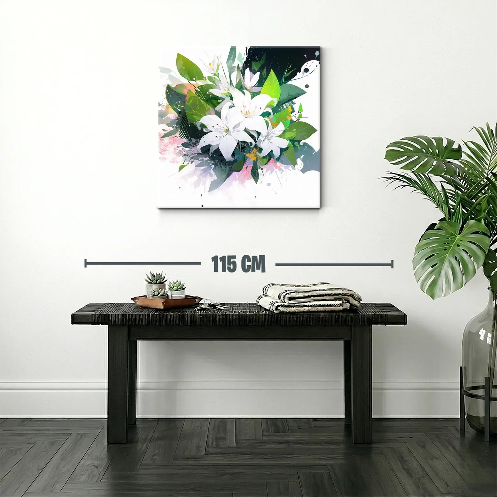 Elegancia natural con bouquet de lirios blancos y hojas verdes — miniatura 2
