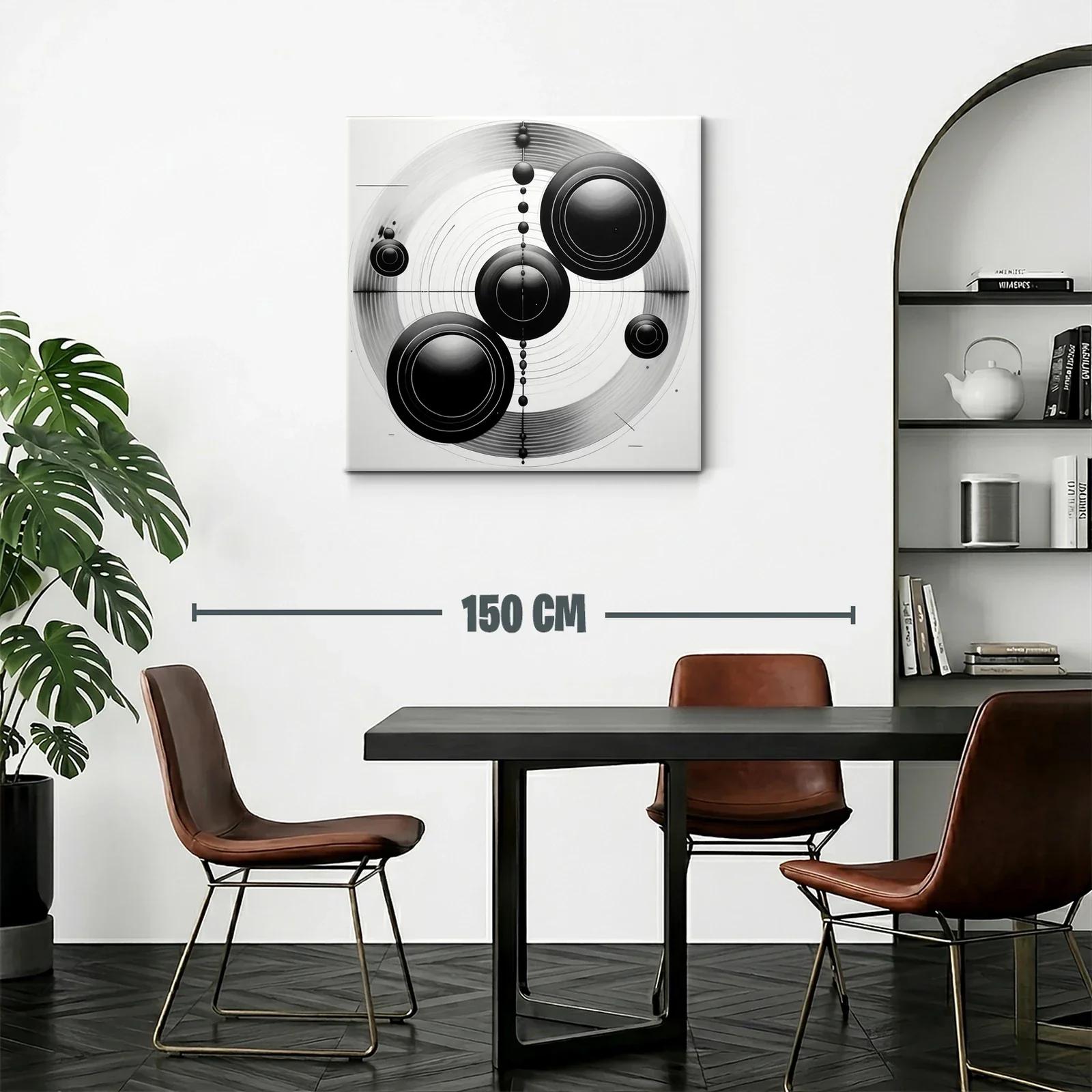 Cuadro monocromático con diseño geométrico circular moderno — miniatura 2