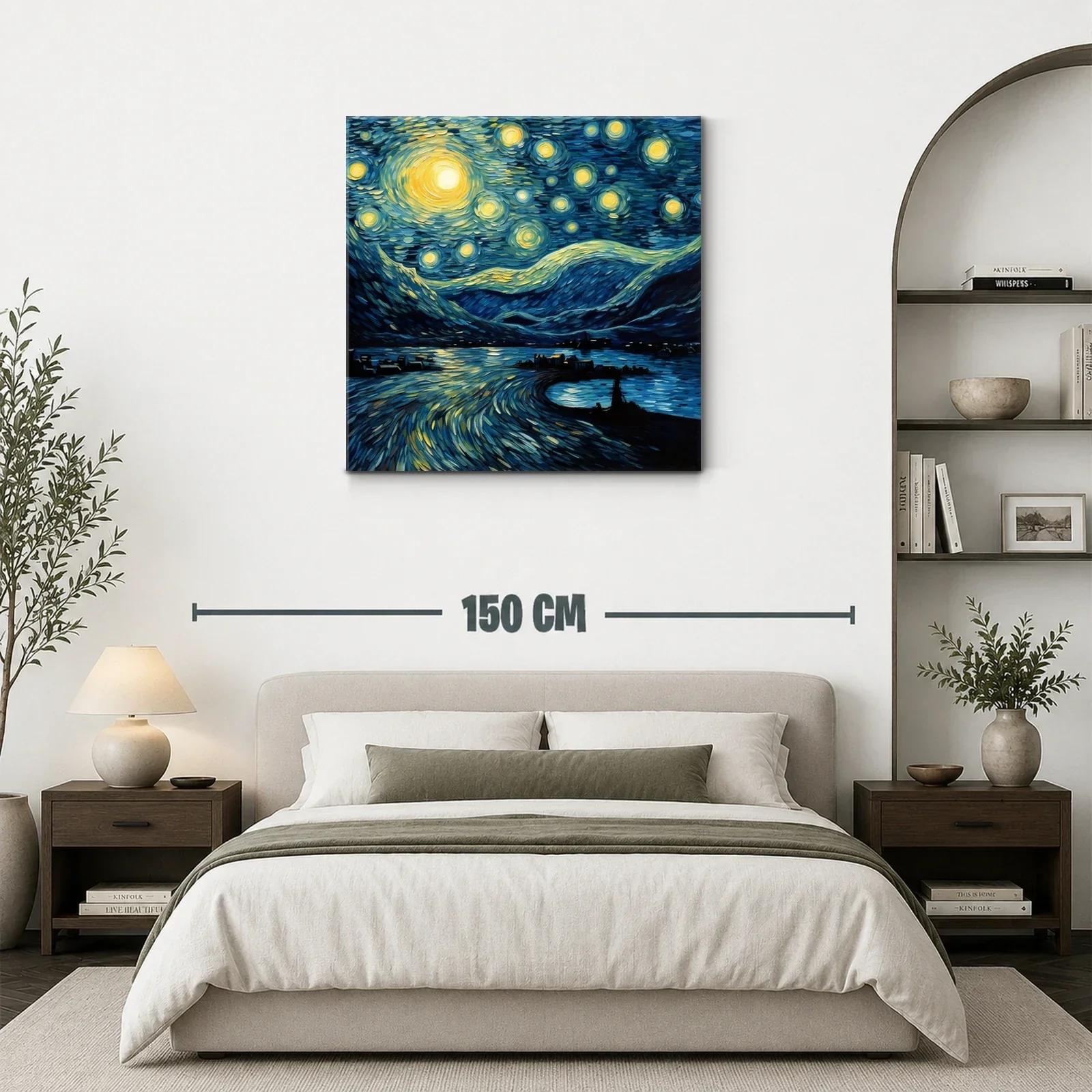 Paisaje nocturno con cielo estrellado y reflejos vibrantes — miniatura 3