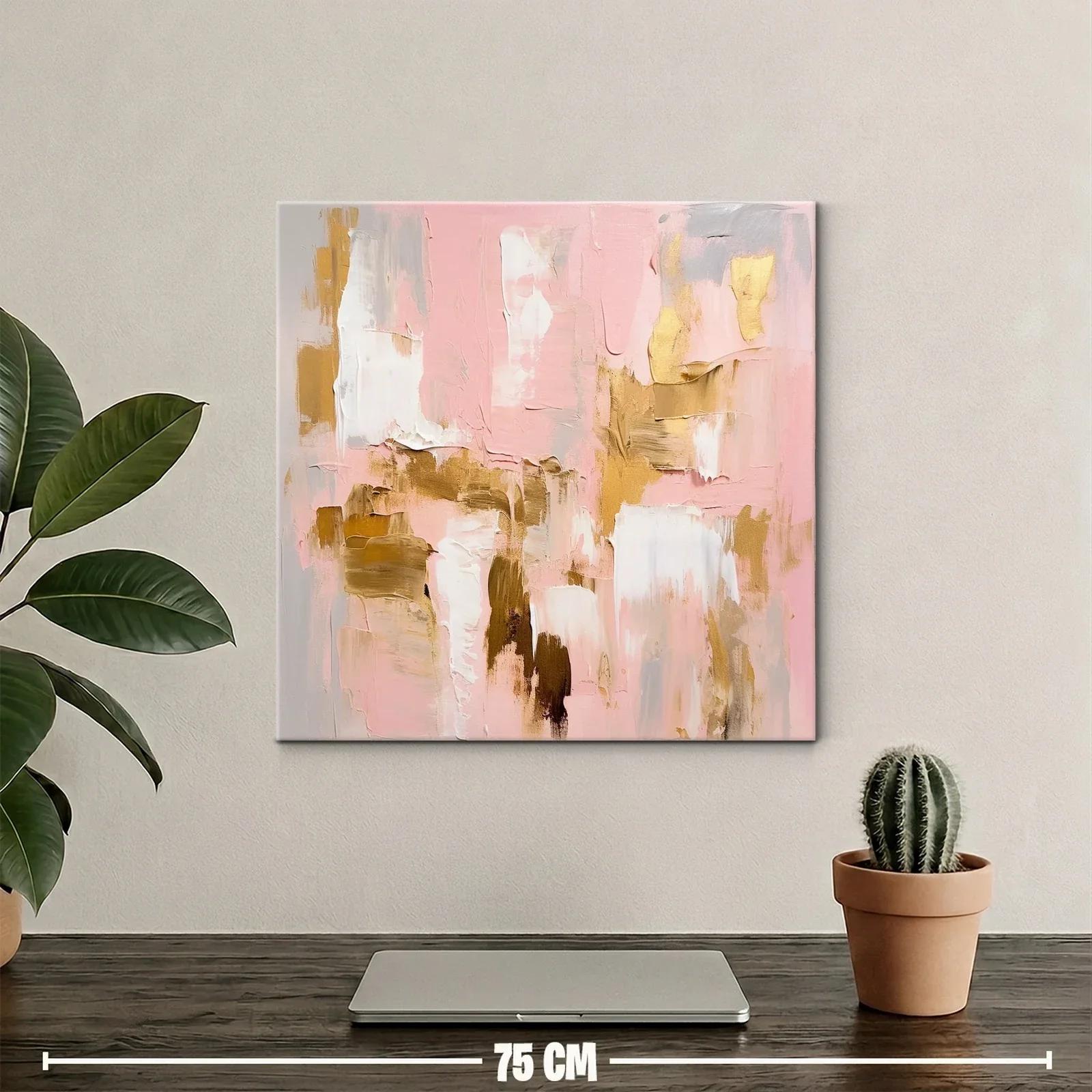 Arte abstracto en tonos rosa y dorado para un ambiente elegante — miniatura 2