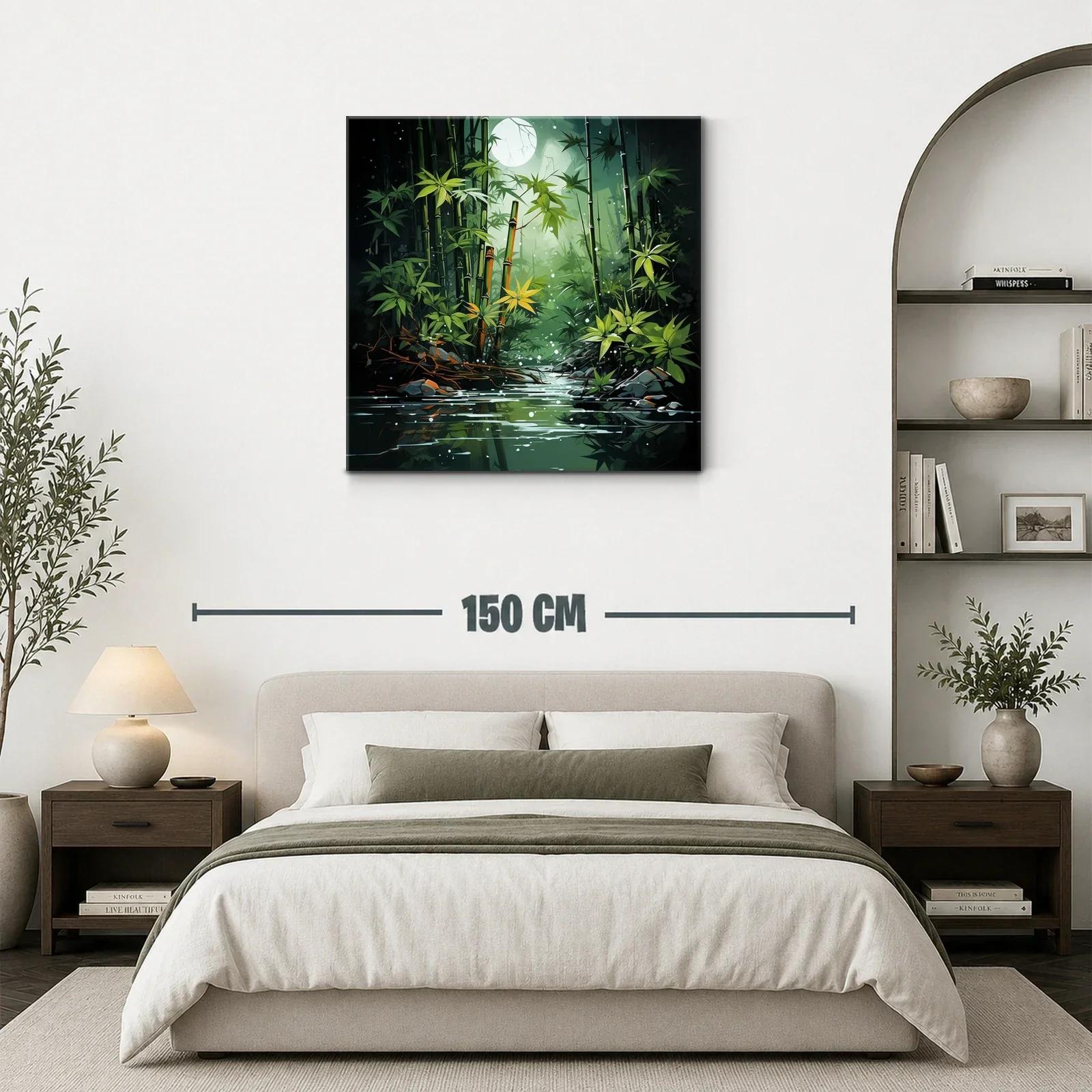 Bosque de bambú bajo la luz de luna llena en calma — miniatura 3