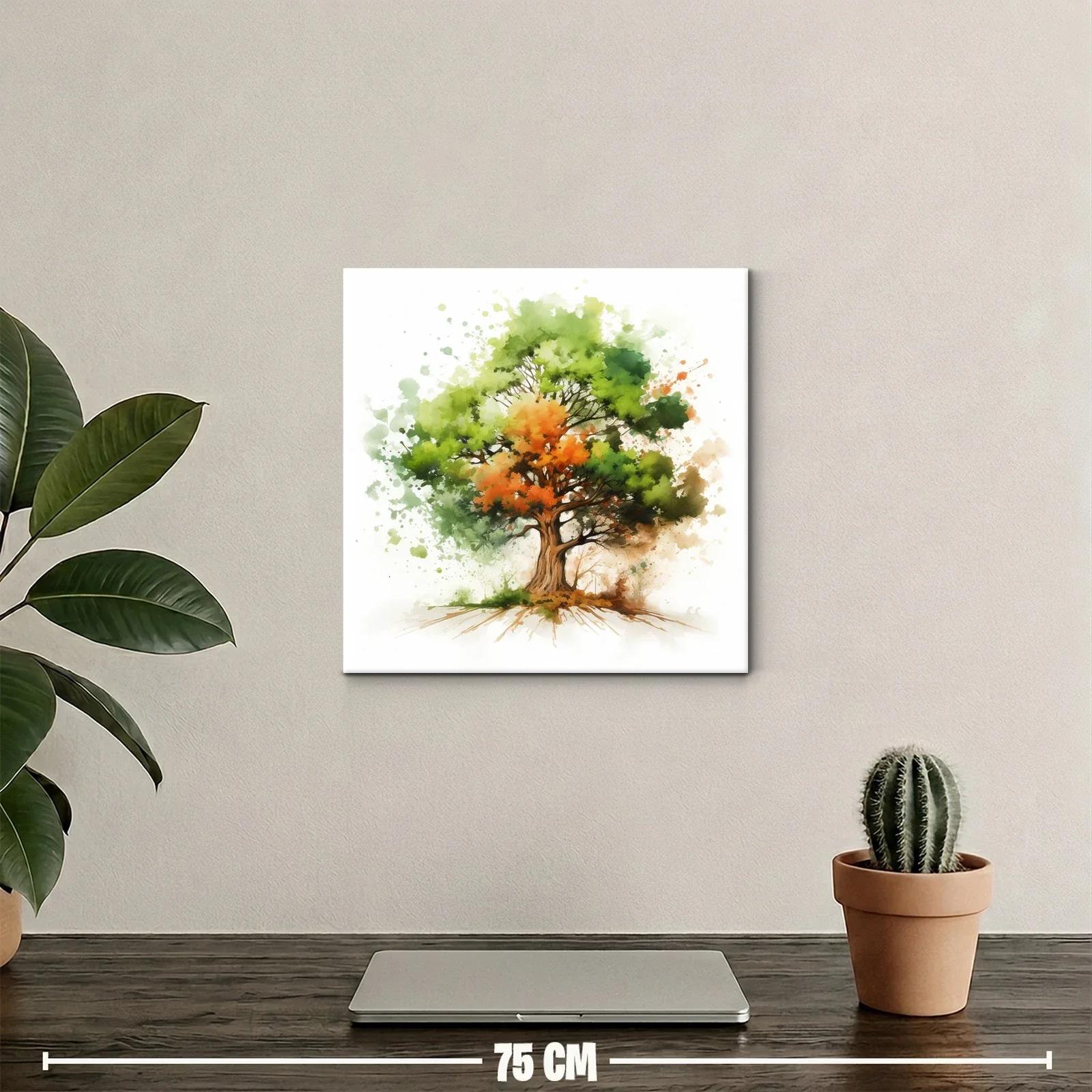 Árbol vibrante con tonos verdes y naranjas llenos de vida — miniatura 2