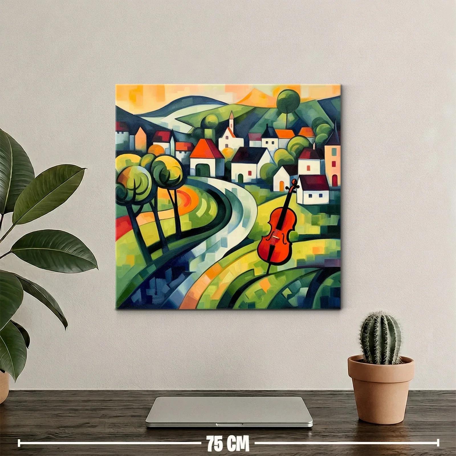 Paisaje con violonchelo en tonos vibrantes y curvas armoniosas — miniatura 2