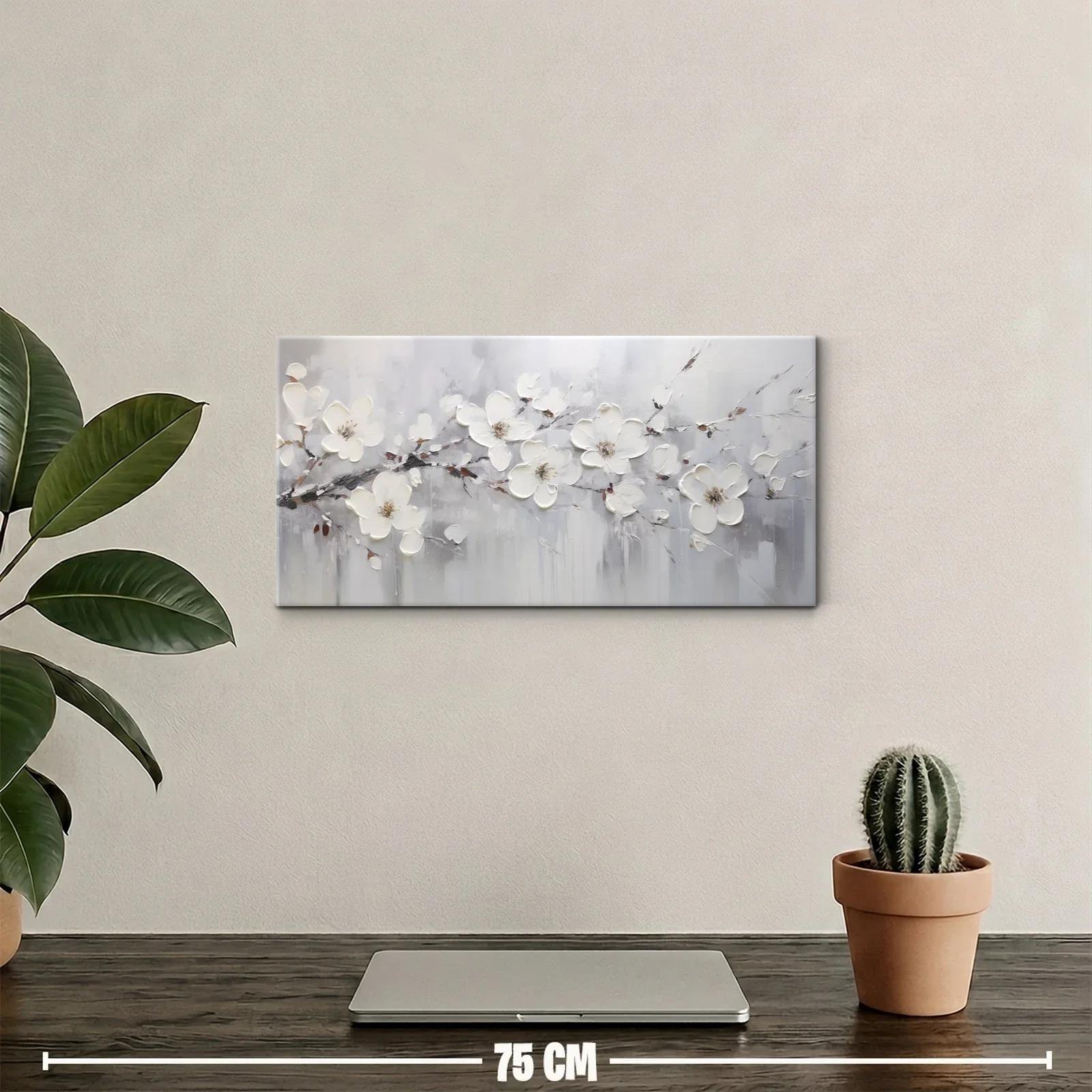 Cuadro flores blancas de cerezo con goteos verticales — miniatura 2