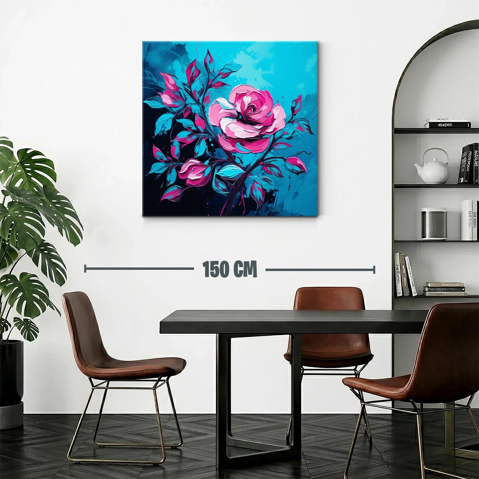 Rosa vibrante con hojas en tonos azules y fucsias — miniatura 2