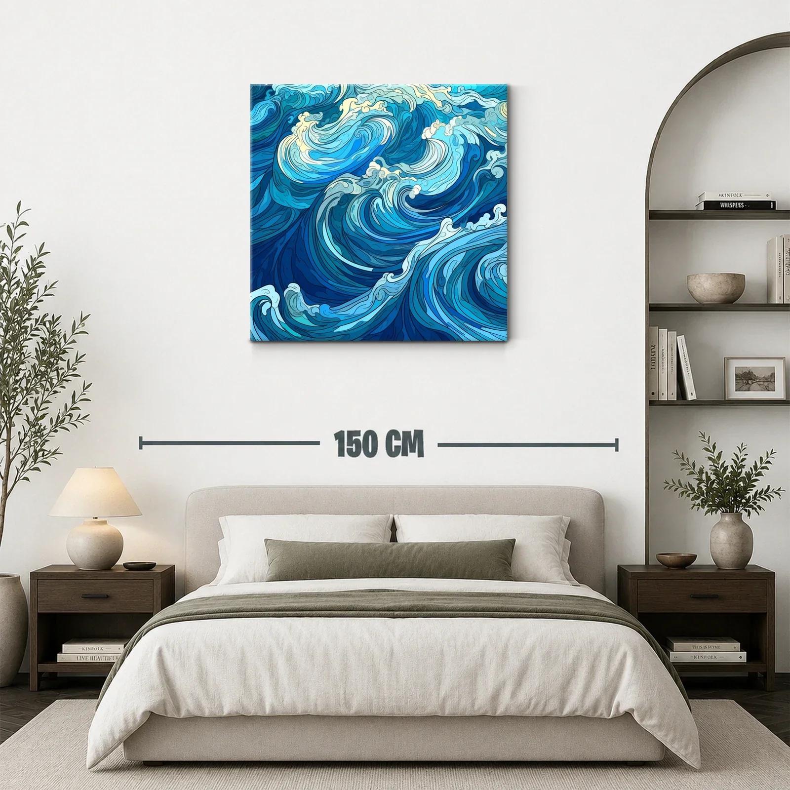 Dinámica composición de olas en tonos azules y cremas — miniatura 3