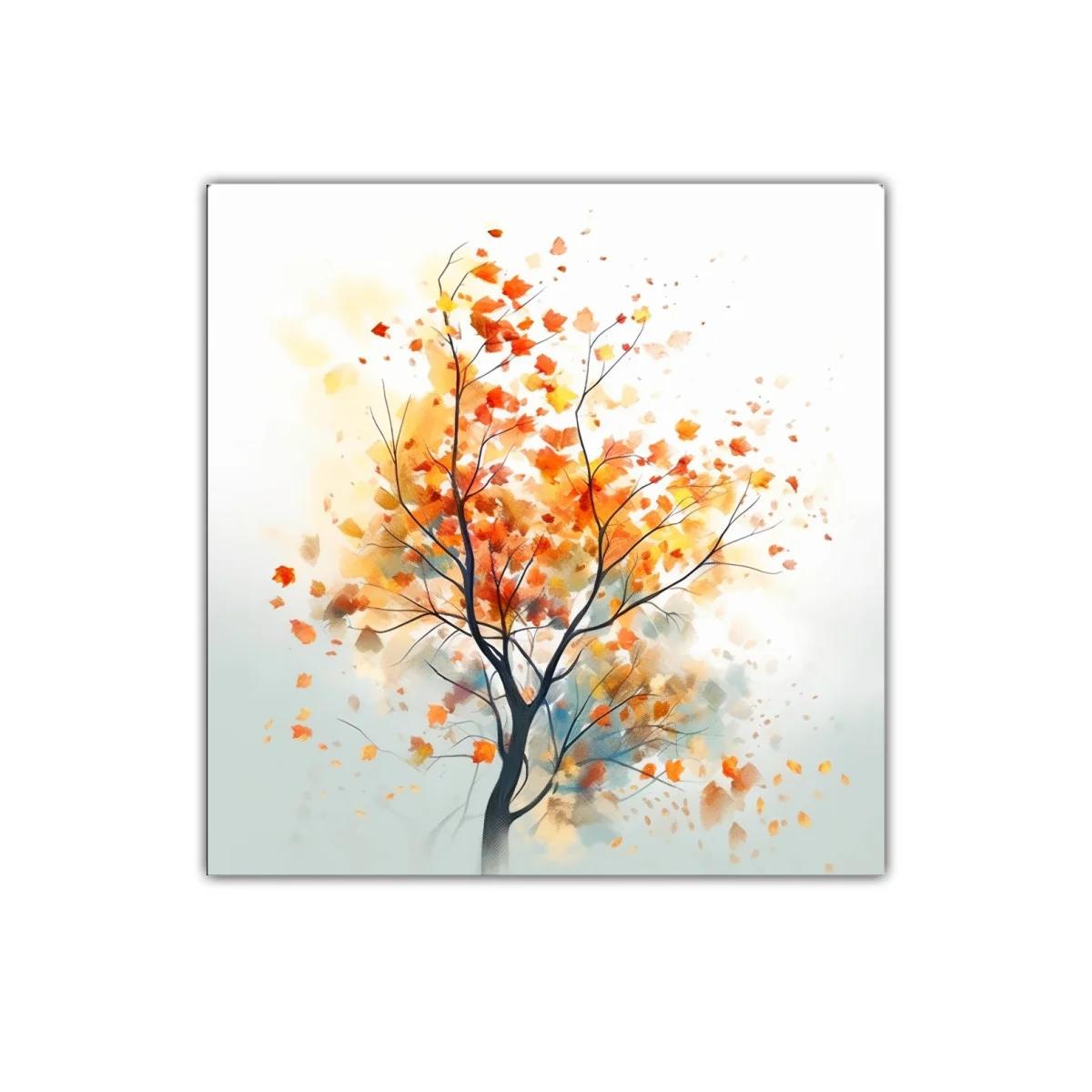 Cuadro decorativo árbol con hojas de otoño vibrante